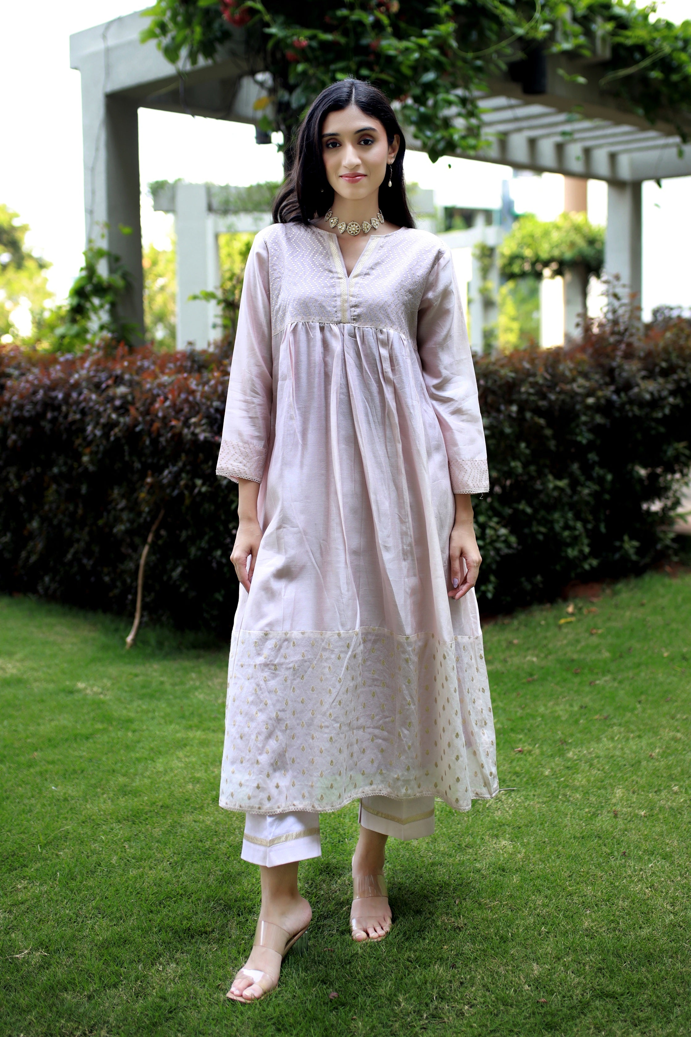 Heritage Glow Shell Pink Silk Kurta