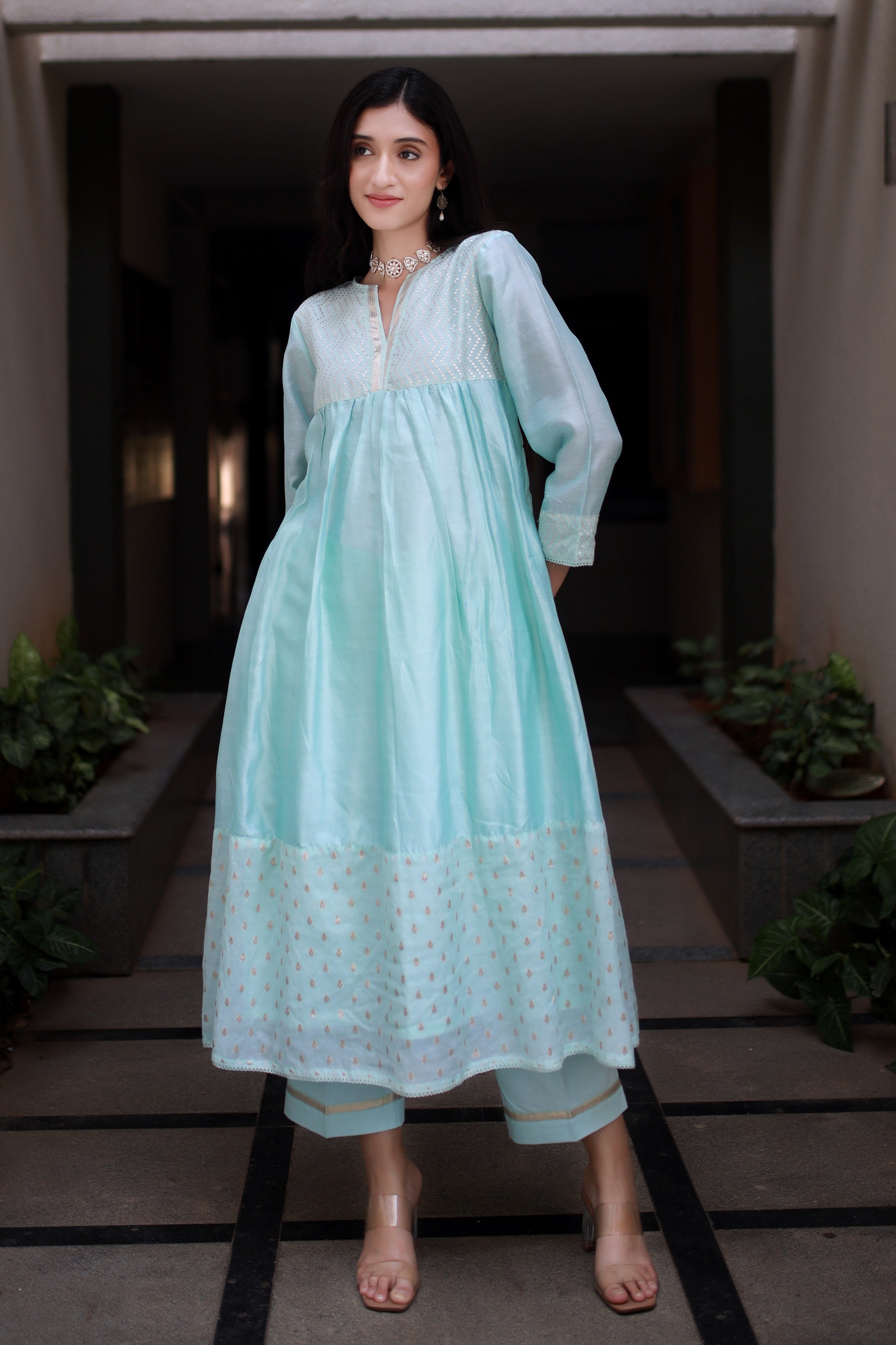 Heritage Glow Mint Pistache Silk Kurta