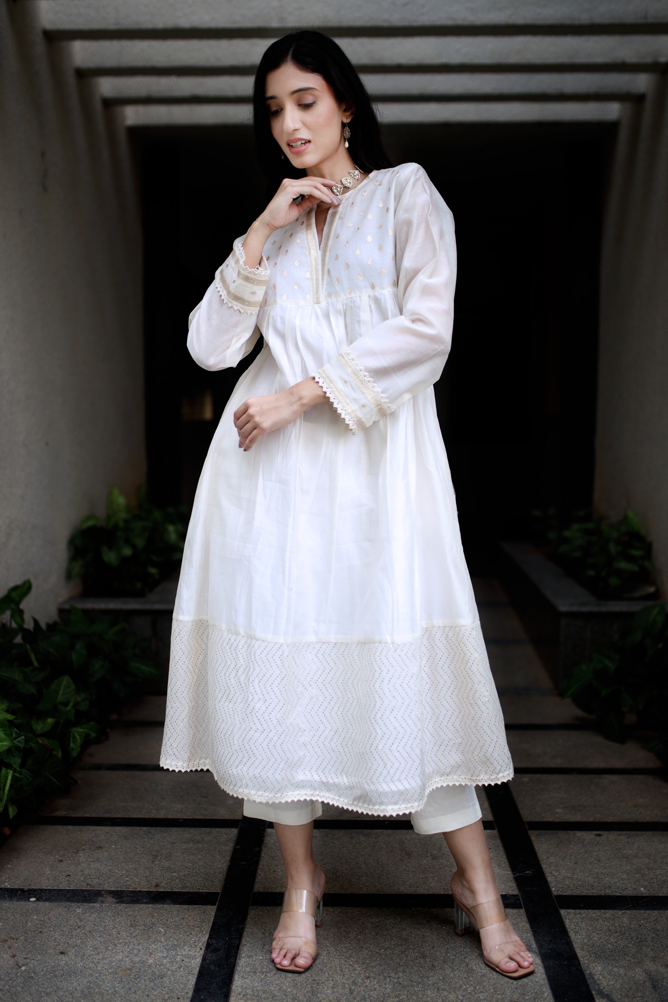 Heritage Glow Pearl White Silk Kurta