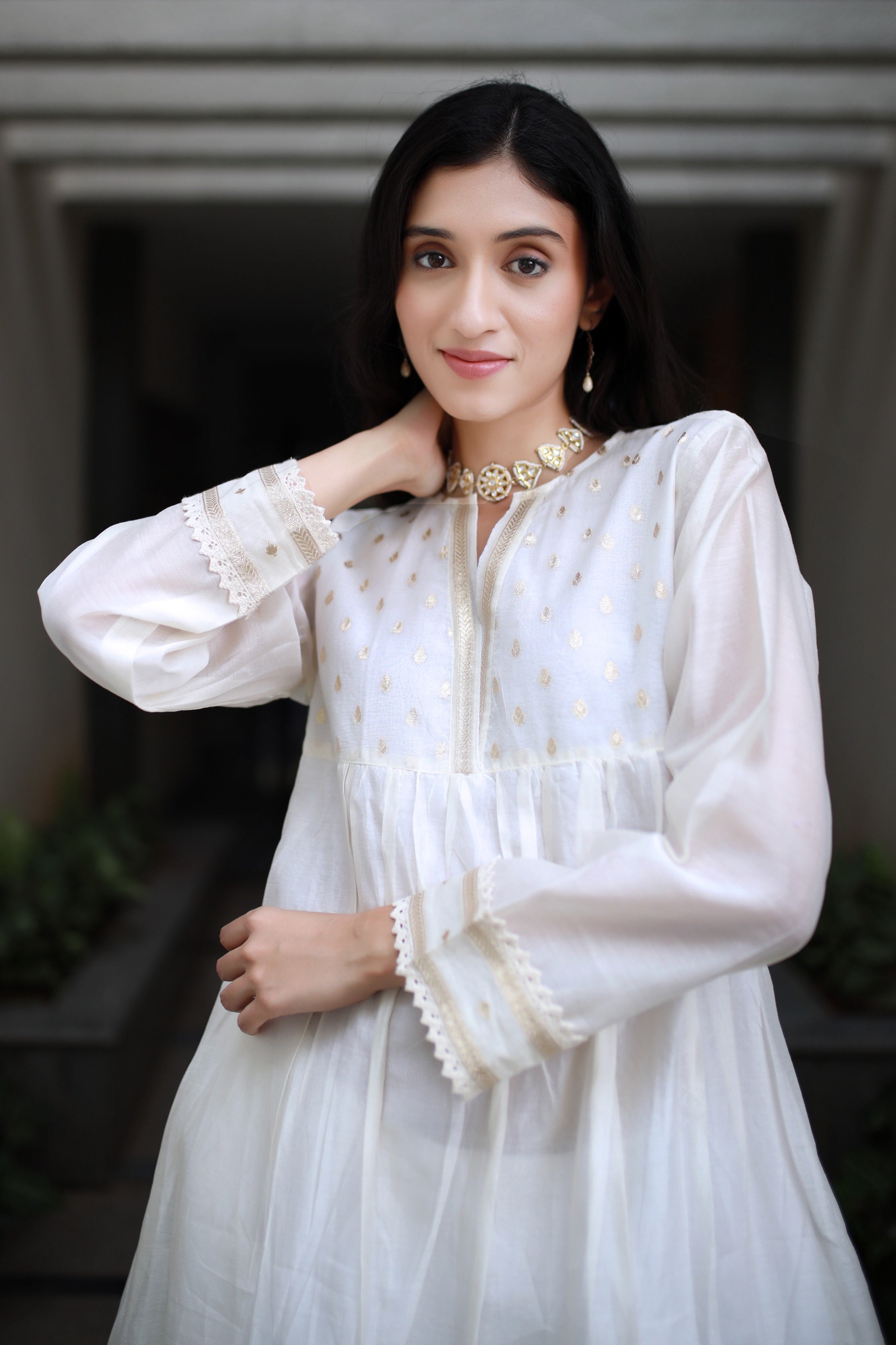 Heritage Glow Pearl White Silk Kurta