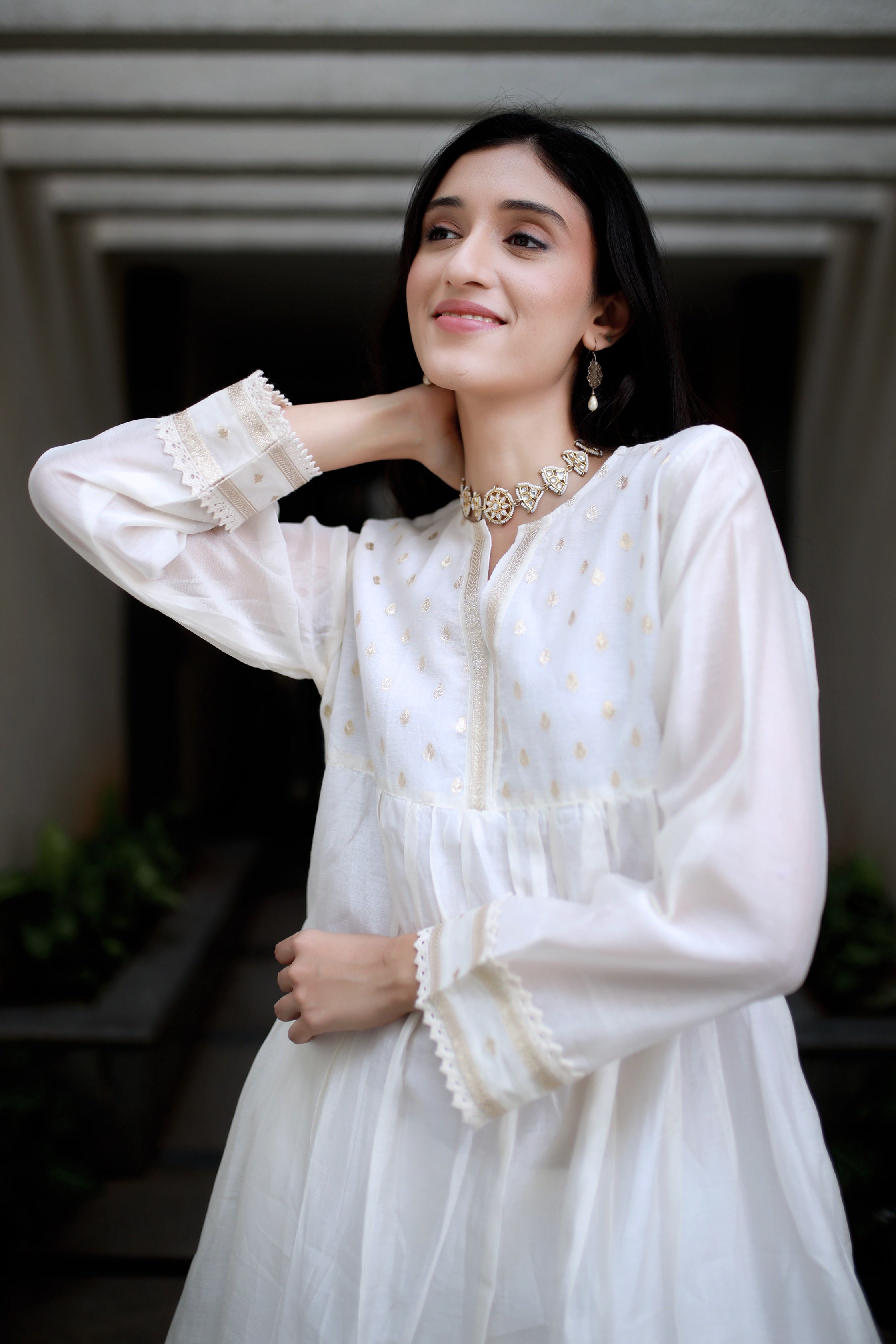 Heritage Glow Pearl White Silk Kurta