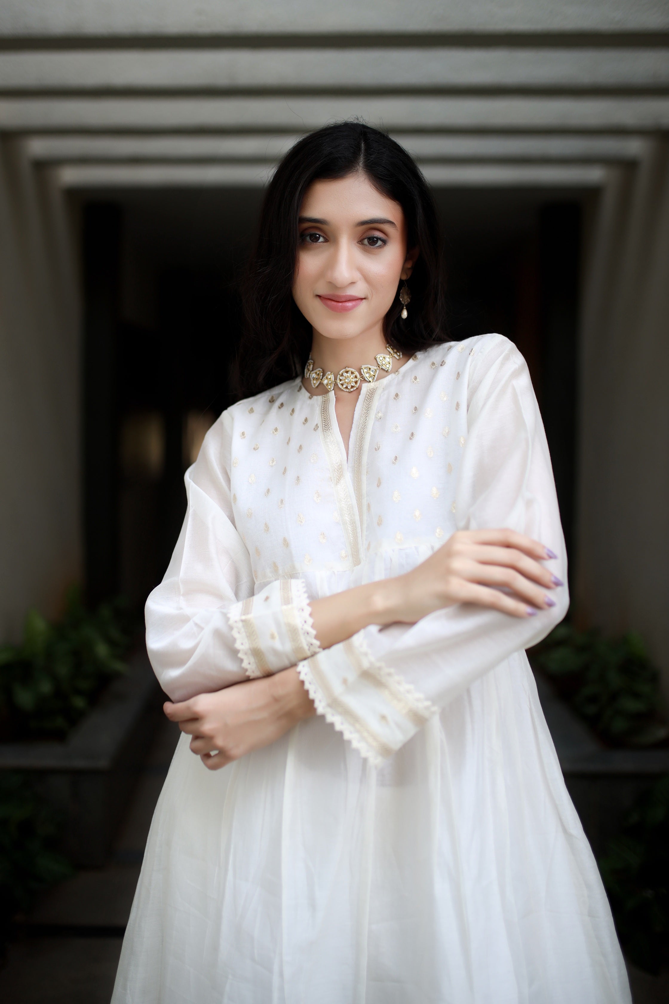 Heritage Glow Pearl White Silk Kurta