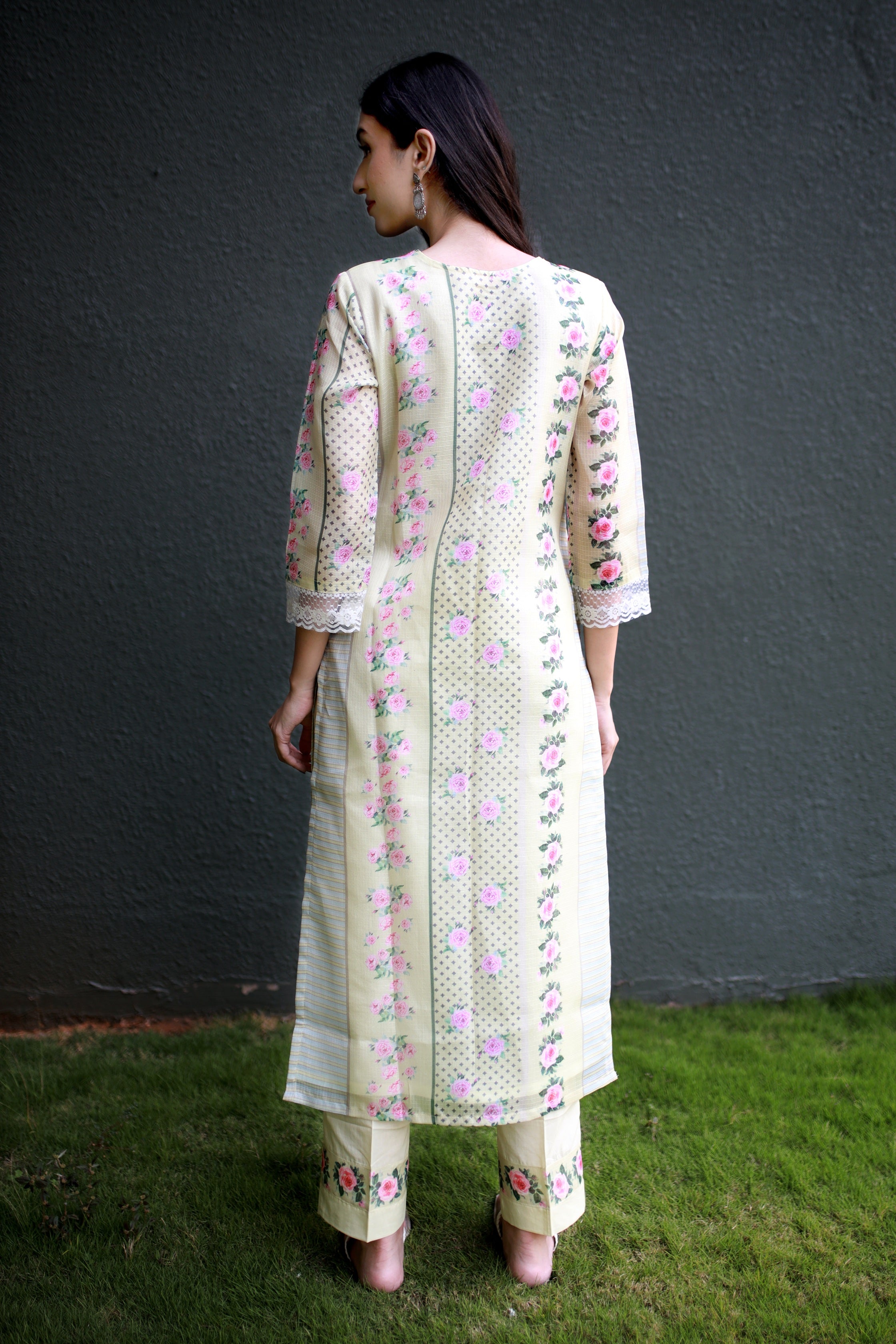 Malhaar Butter Yellow Kota Kurta