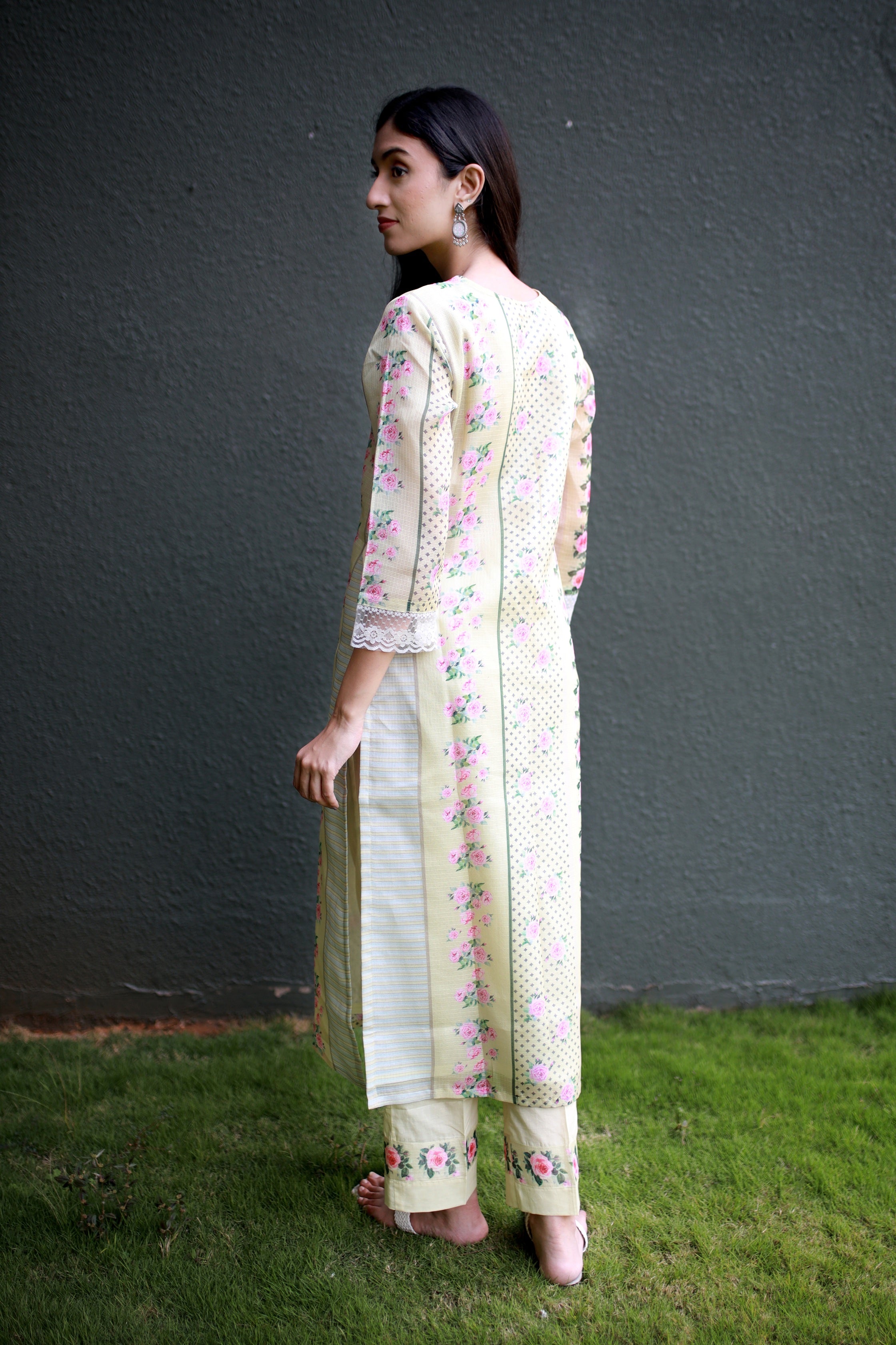 Malhaar Butter Yellow Kota Kurta