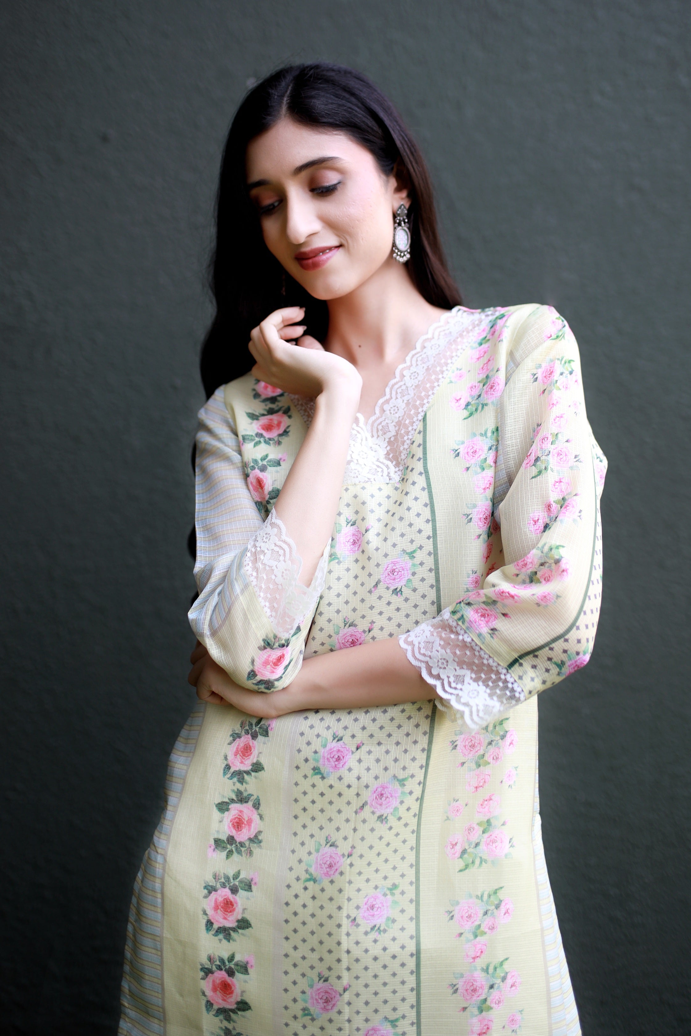 Malhaar Butter Yellow Kota Kurta