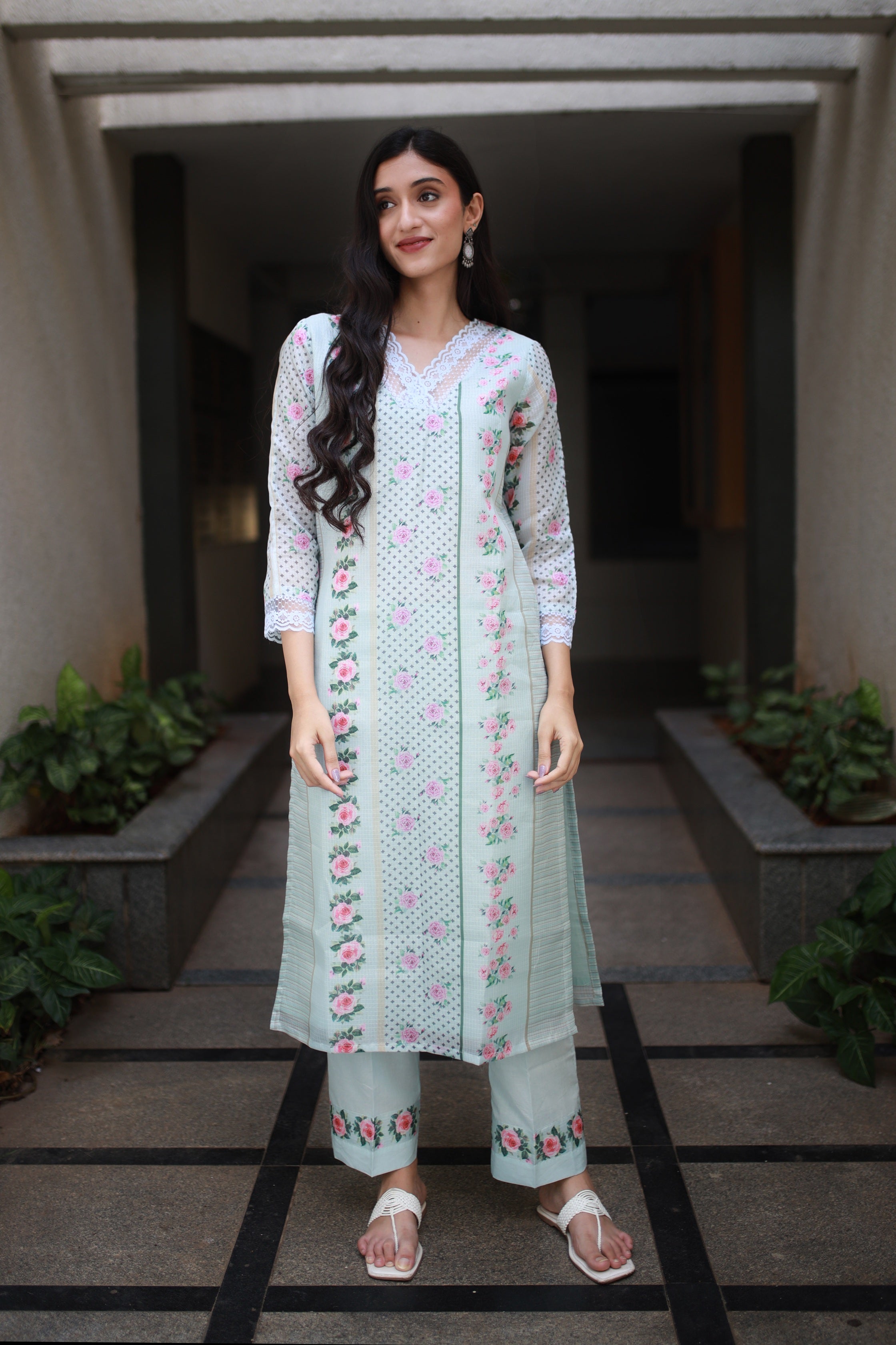 Malhaar Teal Blue Kota Kurta