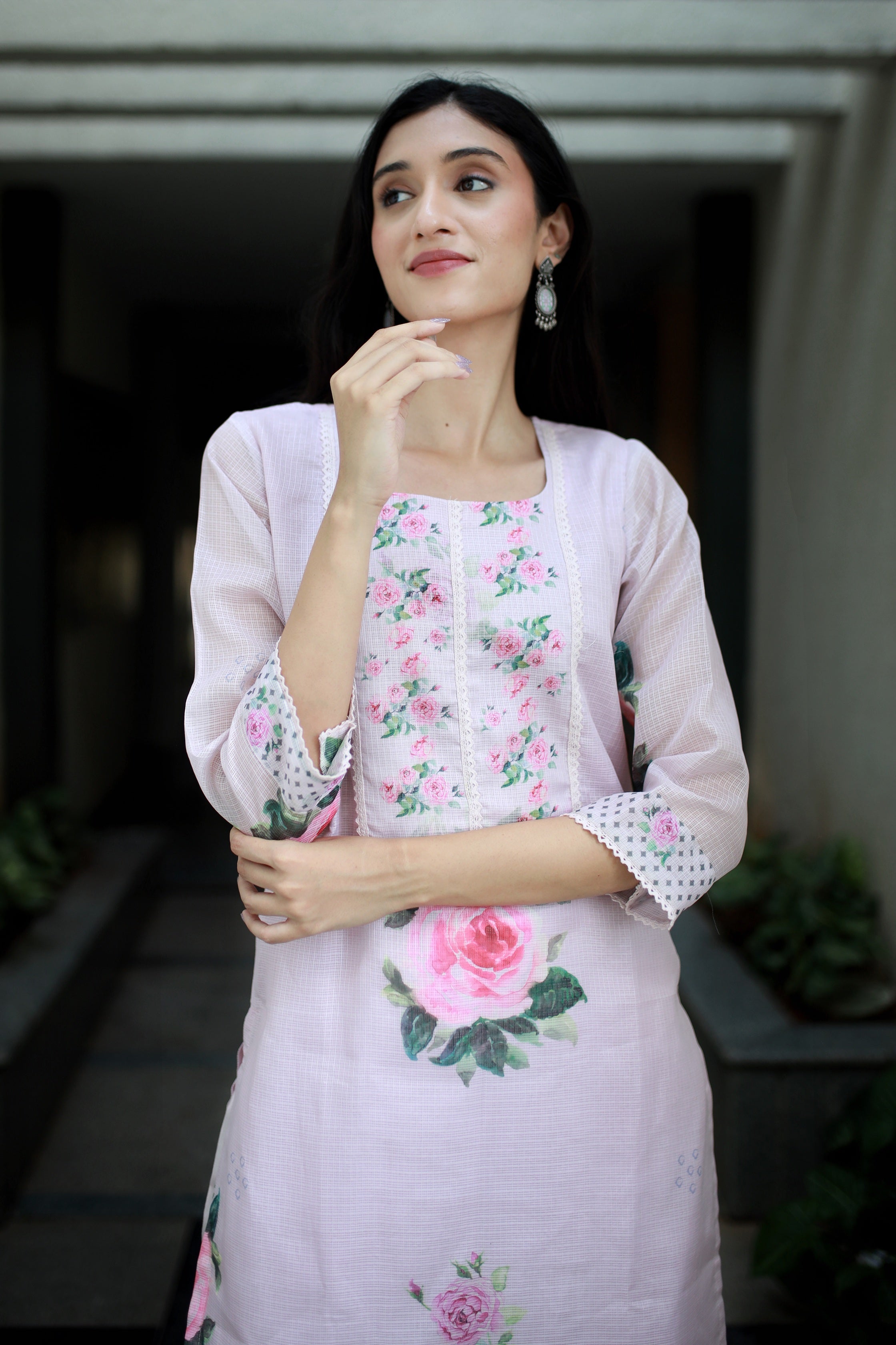 Malhaar Pale Pink Kota Kurta