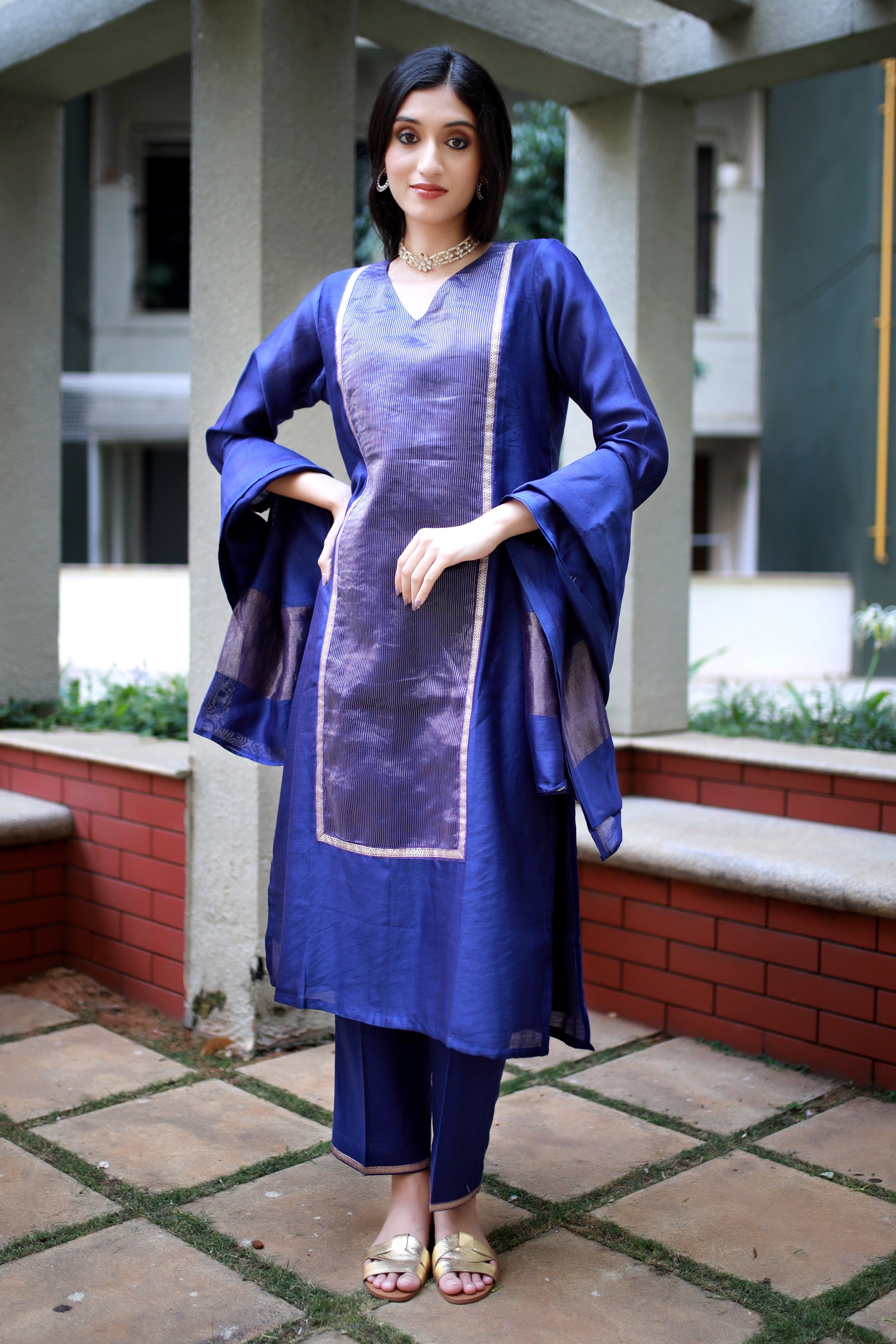 Heritage Glow Blue Silk Kurta