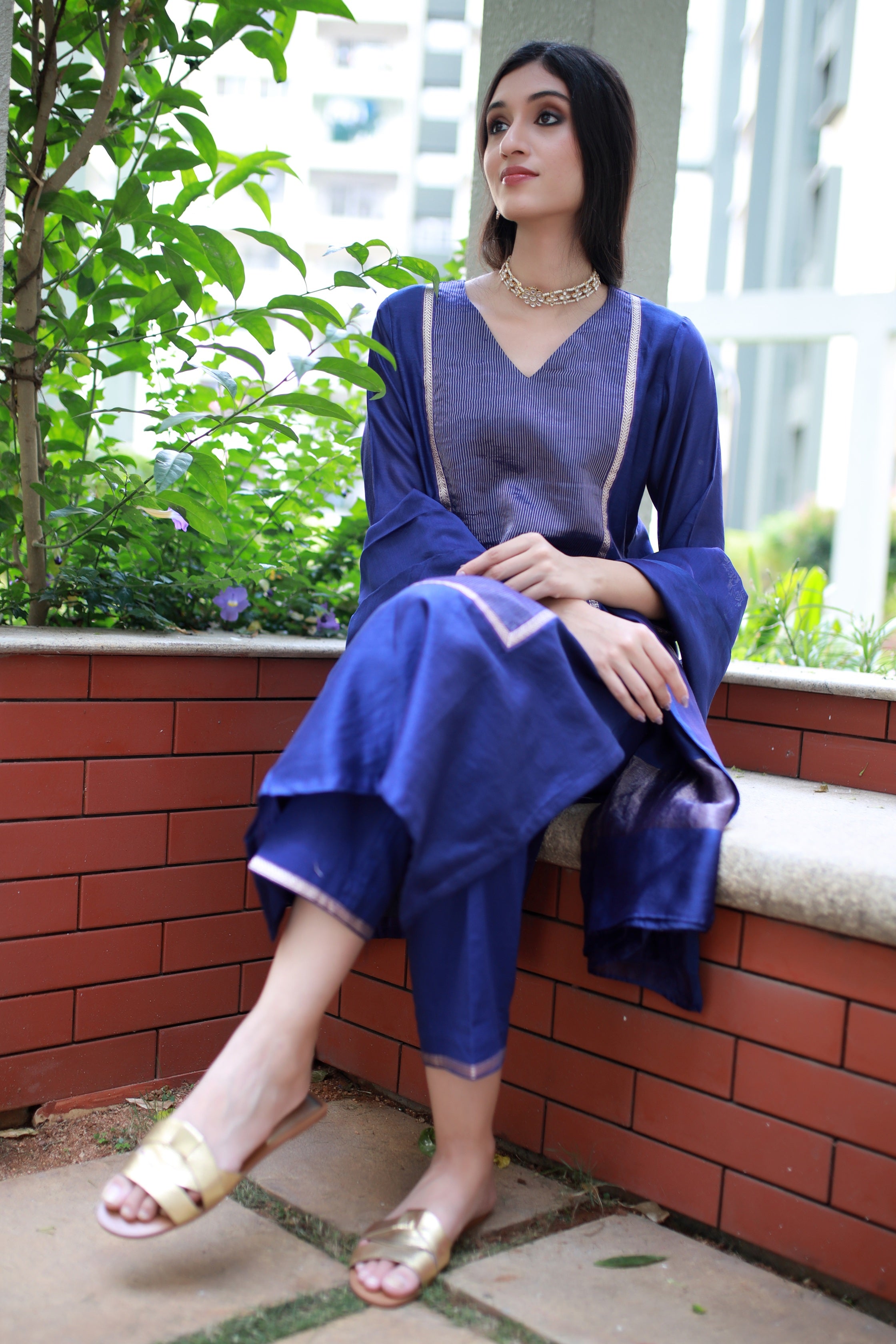 Heritage Glow Blue Silk Kurta