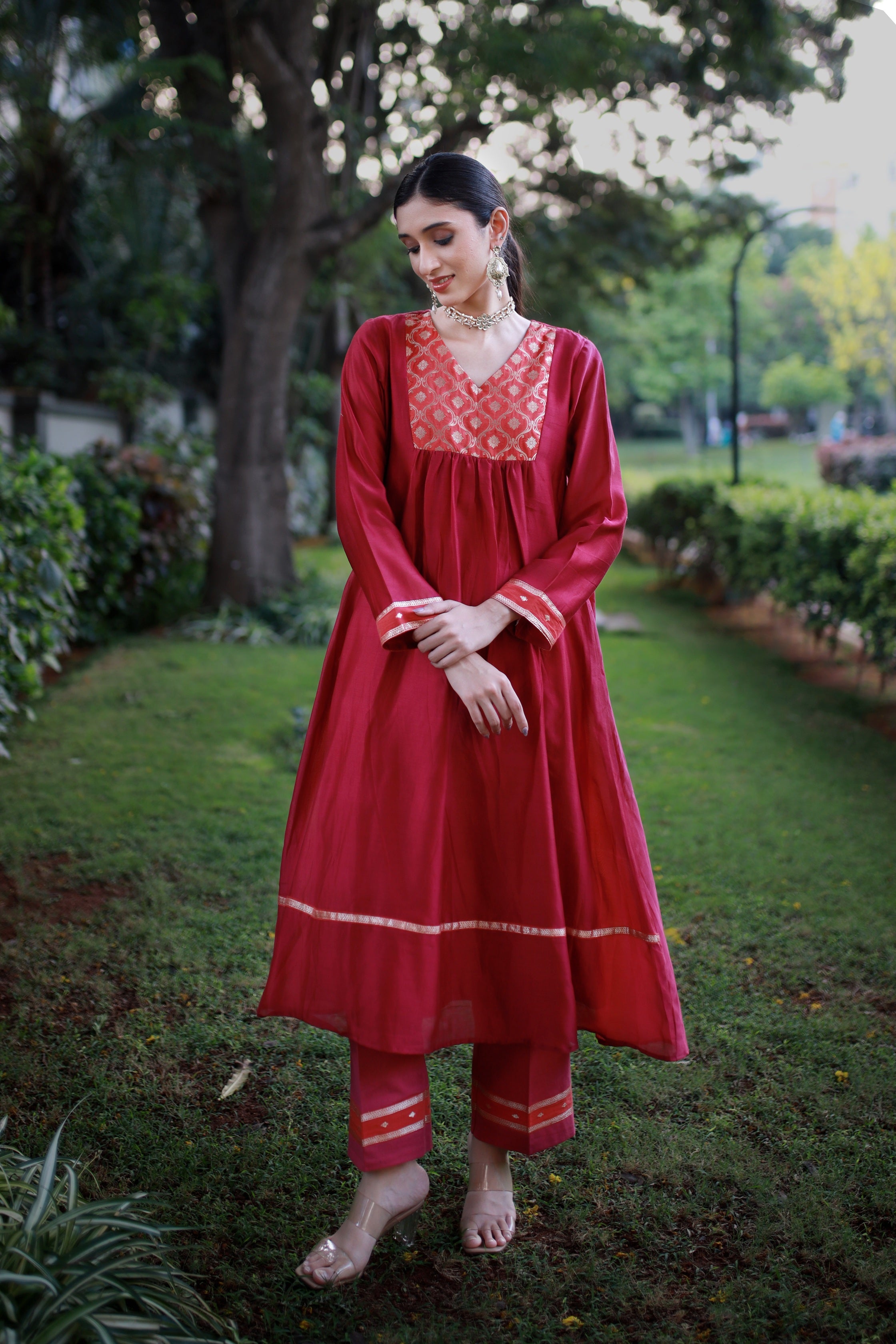 Heritage Glow Burnt Saffron Silk Kurta