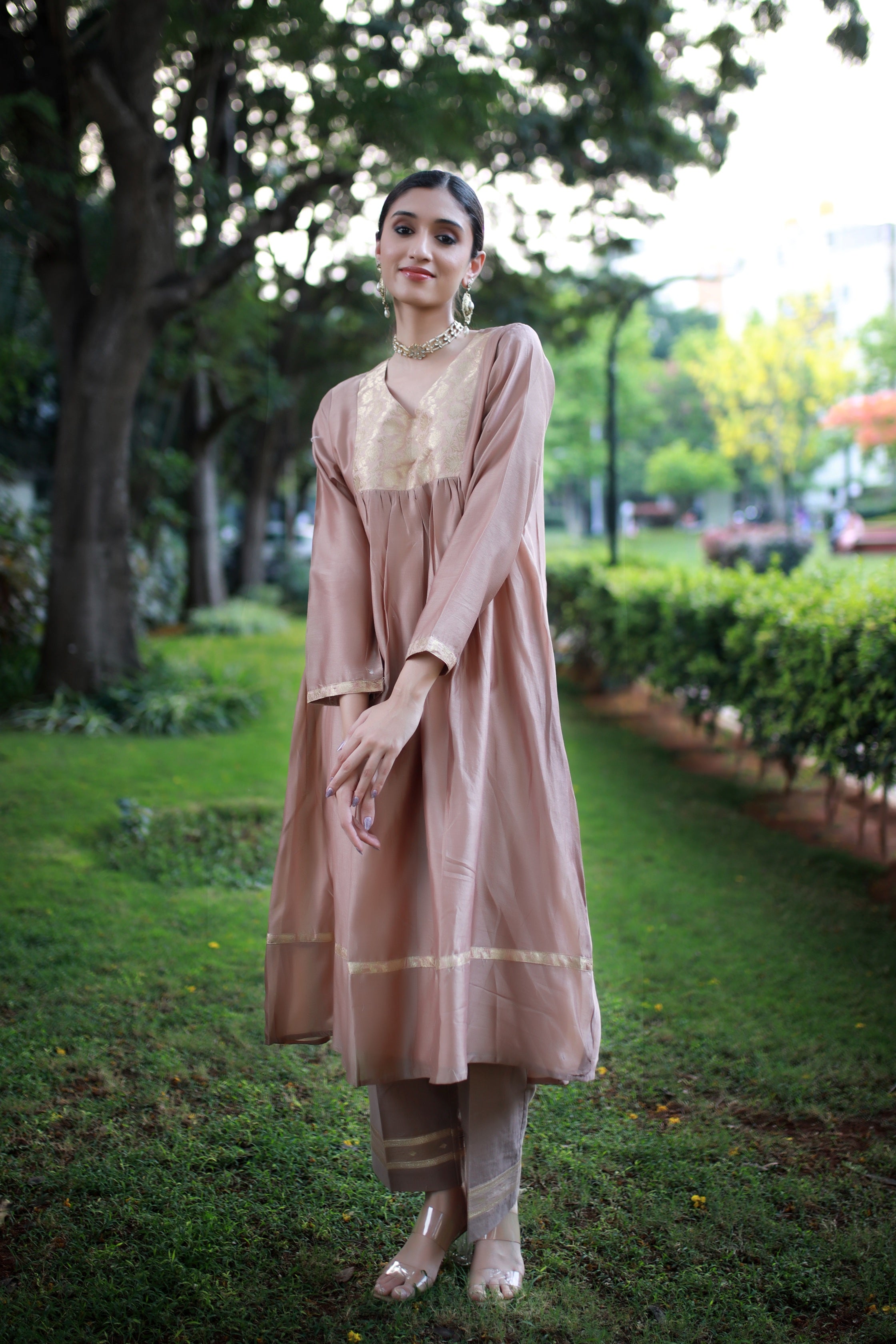 Heritage Glow Golden Biscuit Silk Kurta