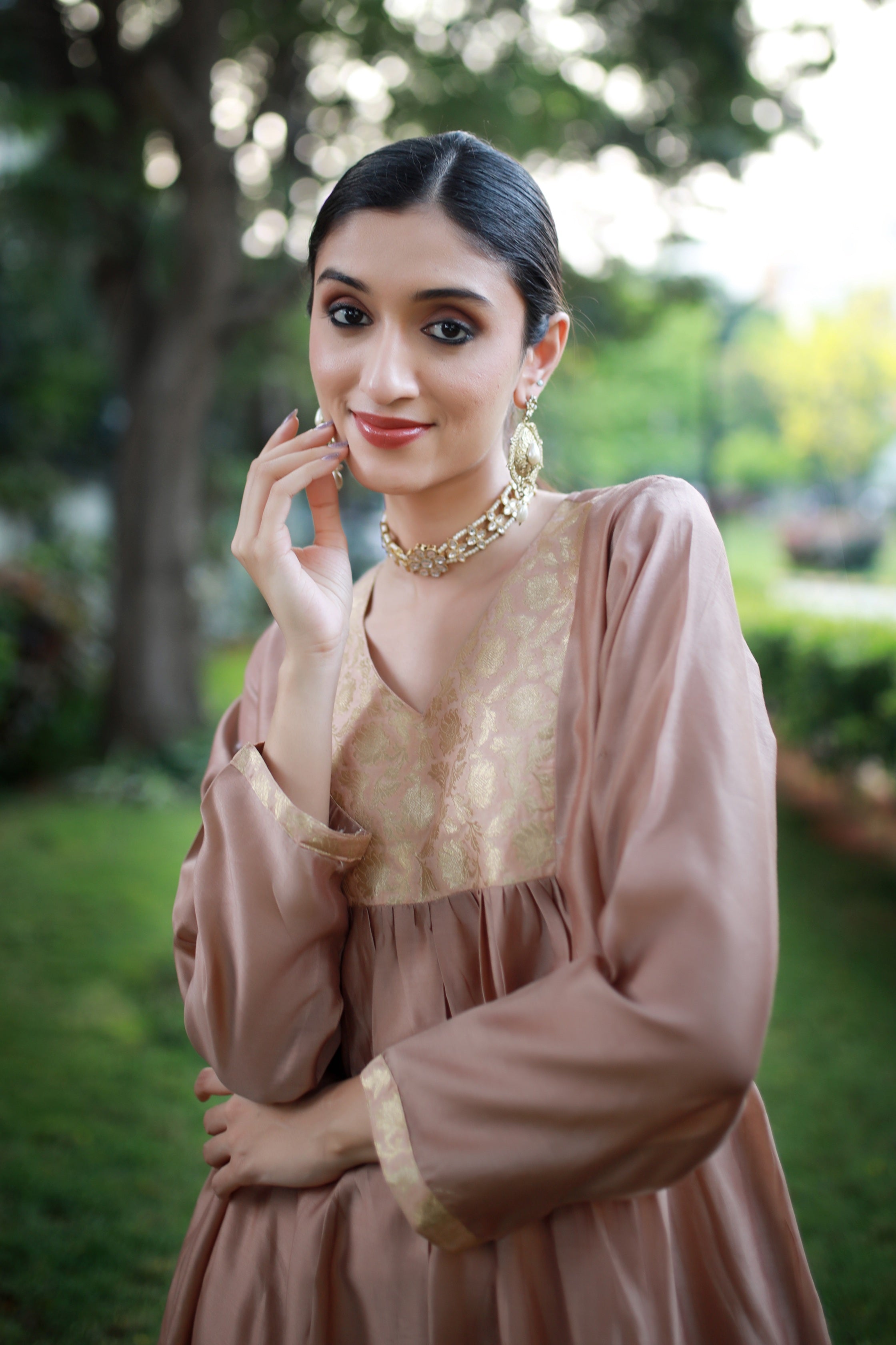 Heritage Glow Golden Biscuit Silk Kurta