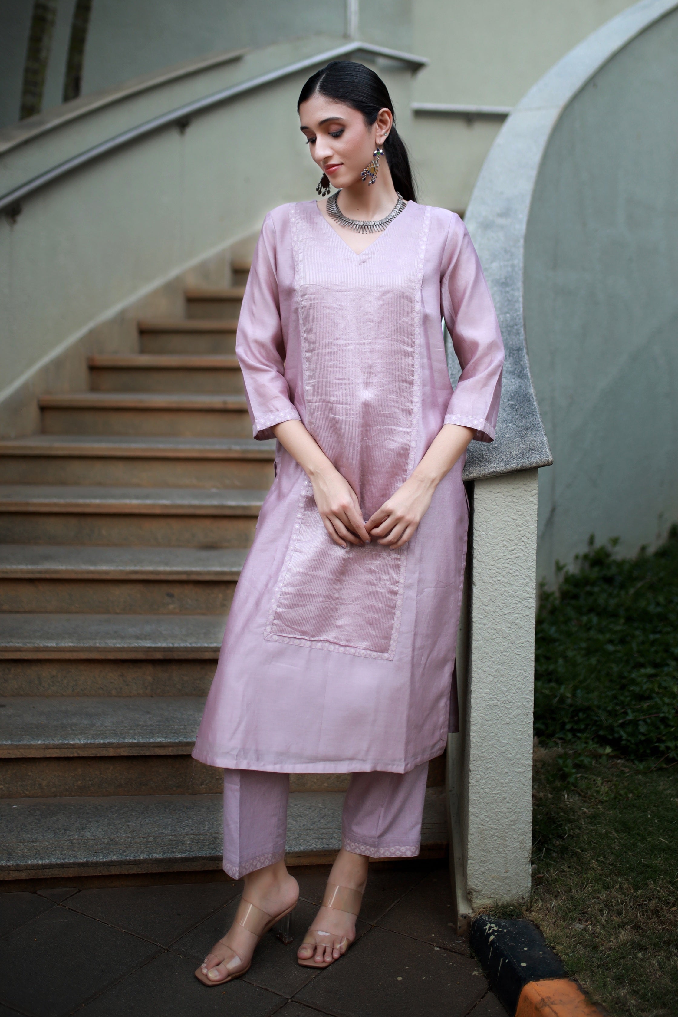 Heritage Glow Lilac Silk Kurta