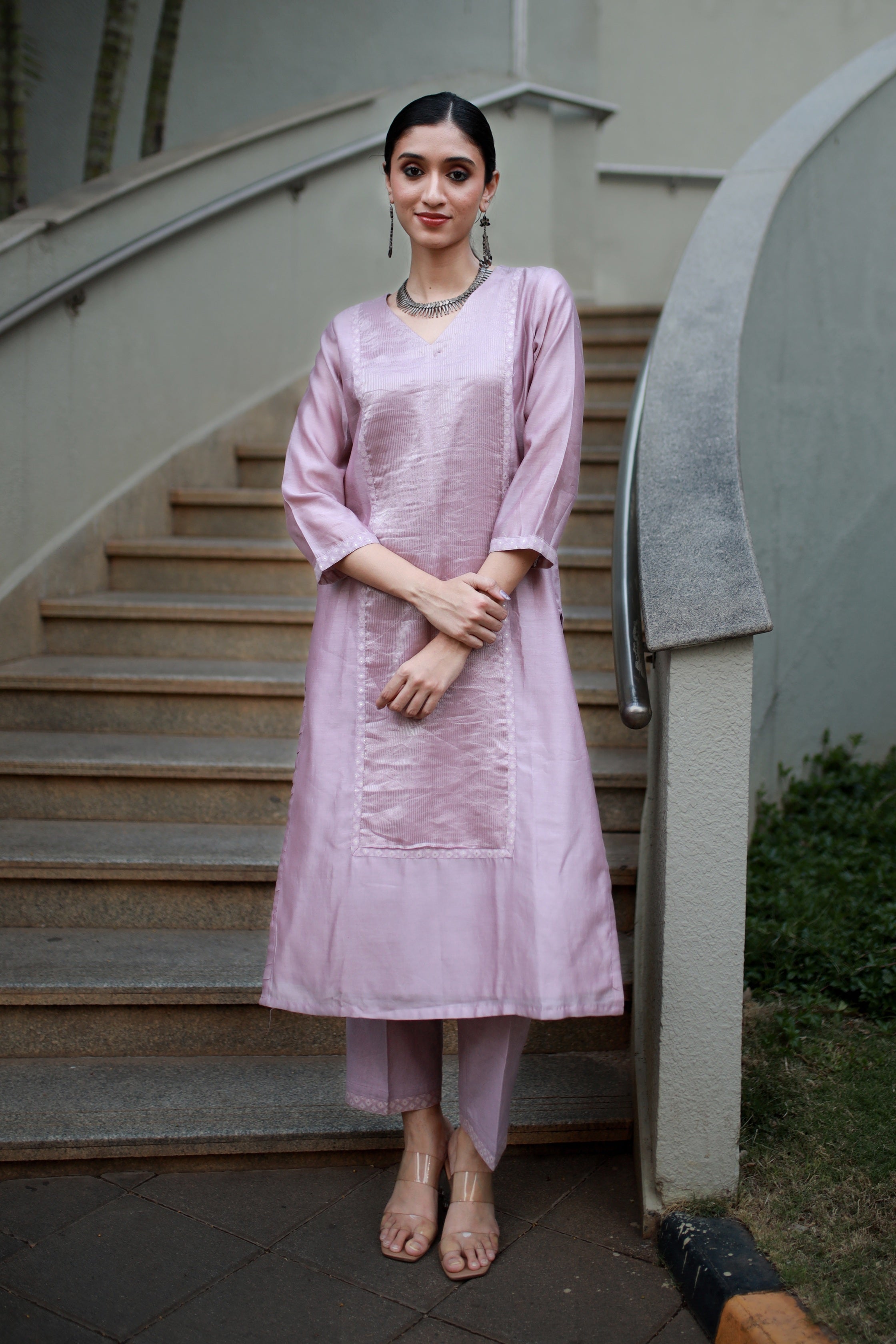 Heritage Glow Lilac Silk Kurta