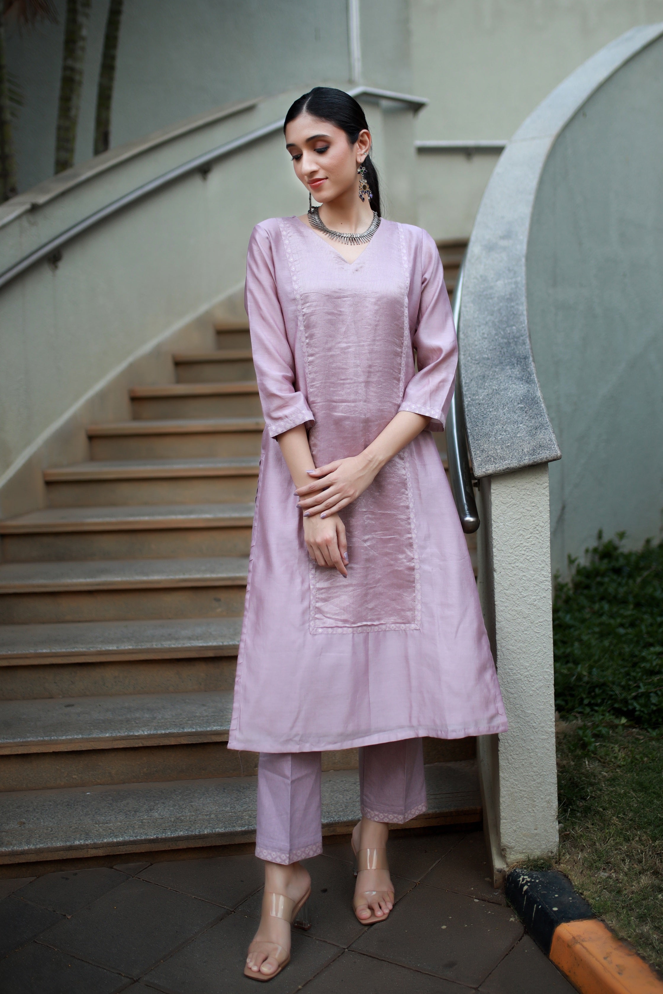 Heritage Glow Lilac Silk Kurta