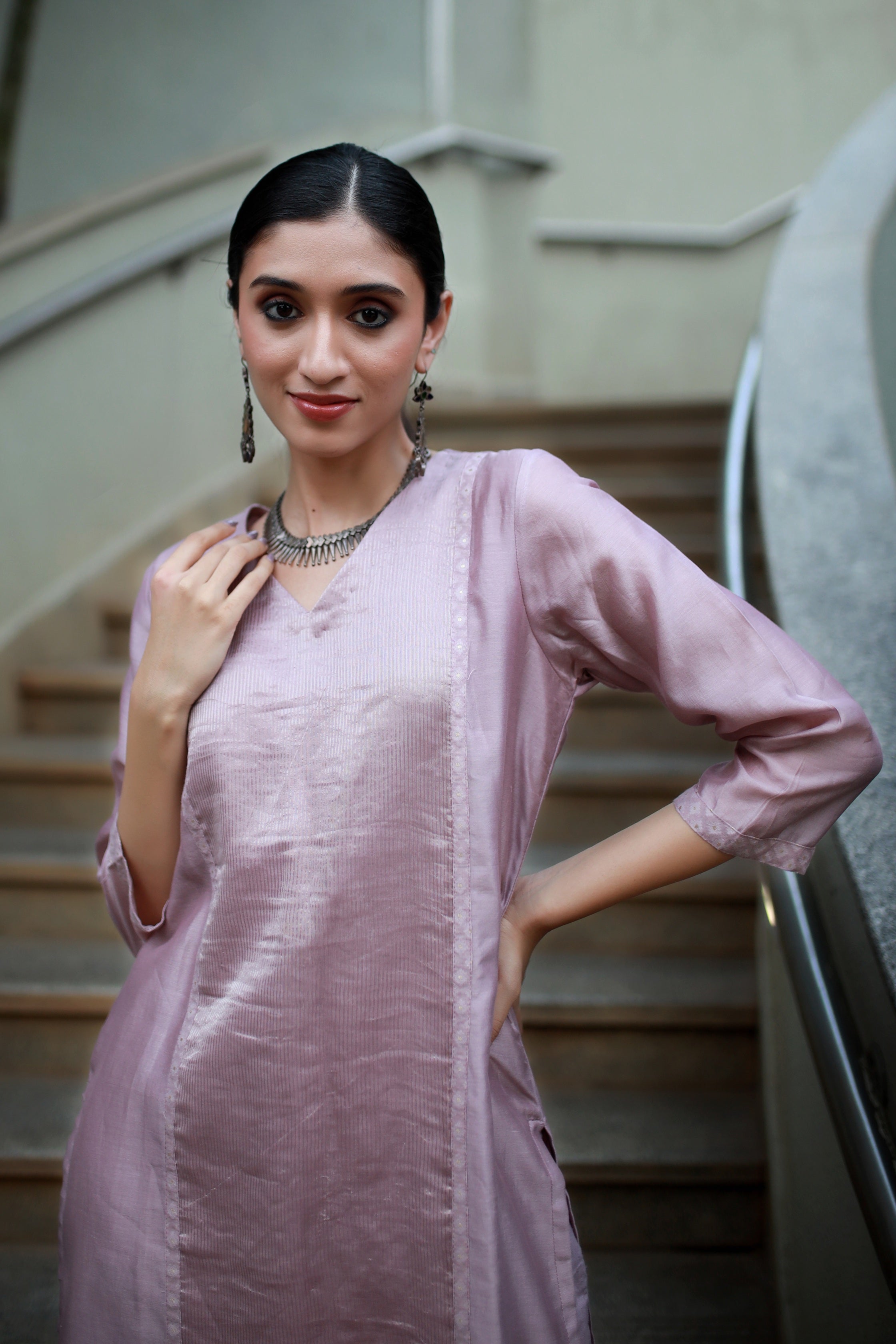 Heritage Glow Lilac Silk Kurta
