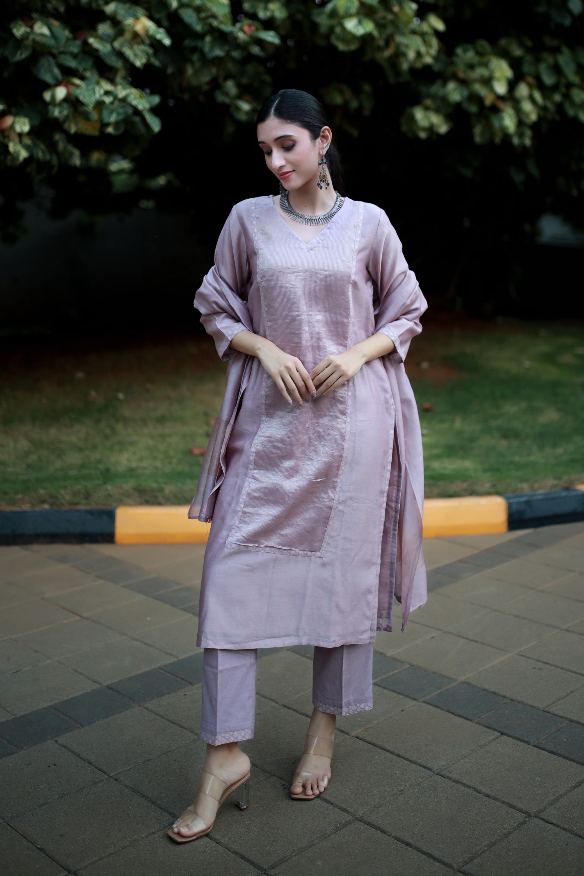 Heritage Glow Lilac Silk Kurta