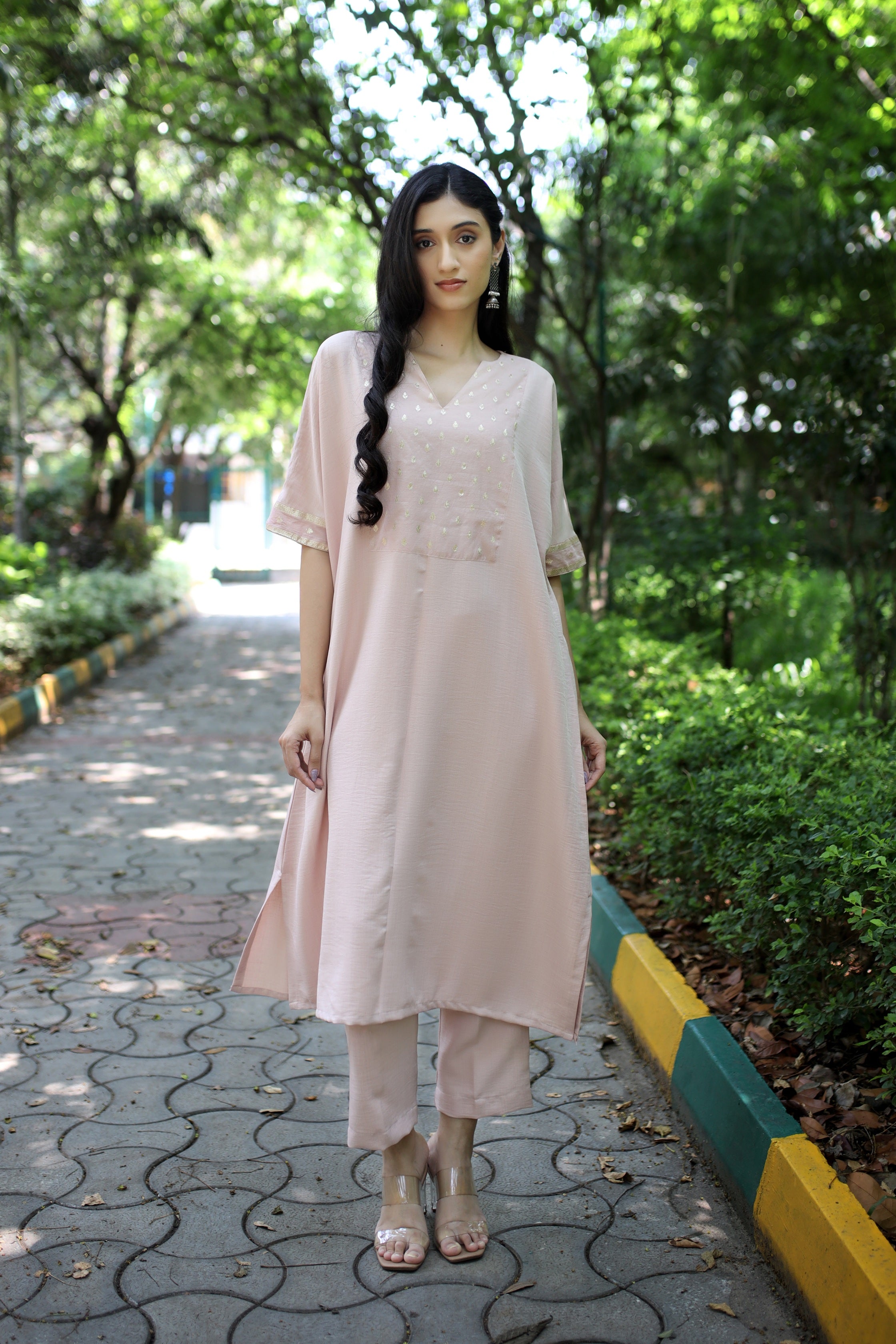 Fluid Grace Pale Pink Yoke Co-ord Set