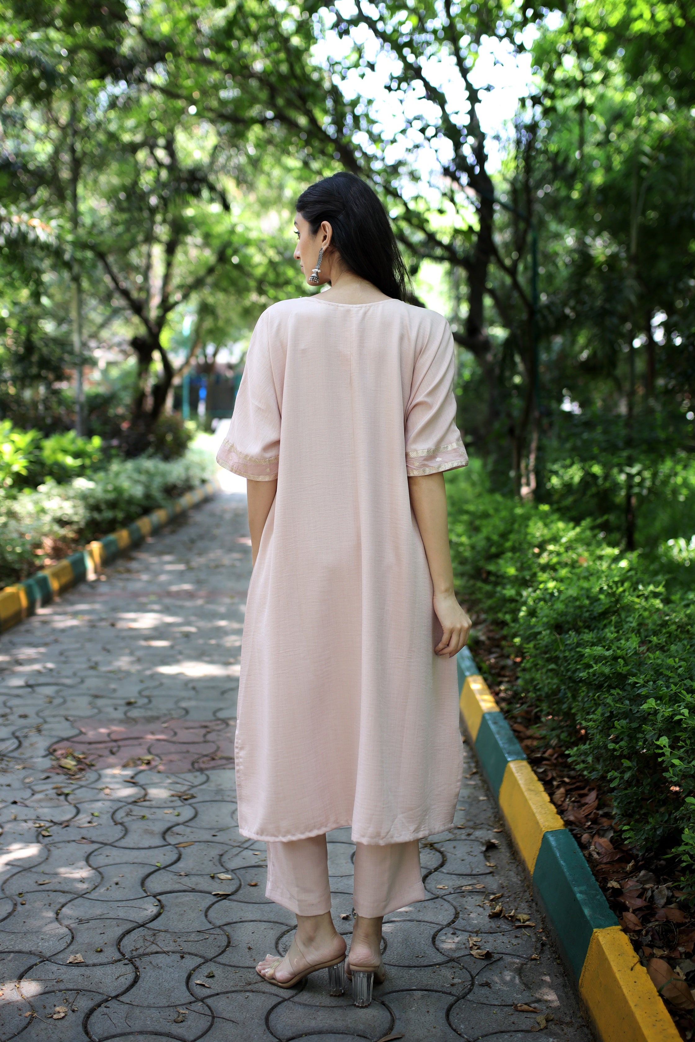 Fluid Grace Pale Pink Yoke Co-ord Set