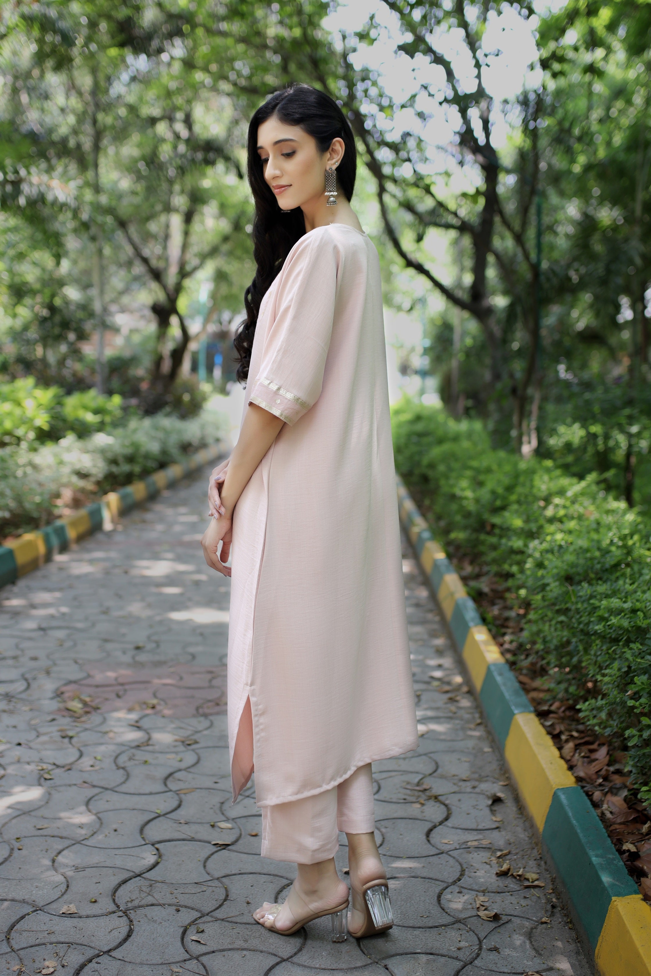 Fluid Grace Pale Pink Yoke Co-ord Set