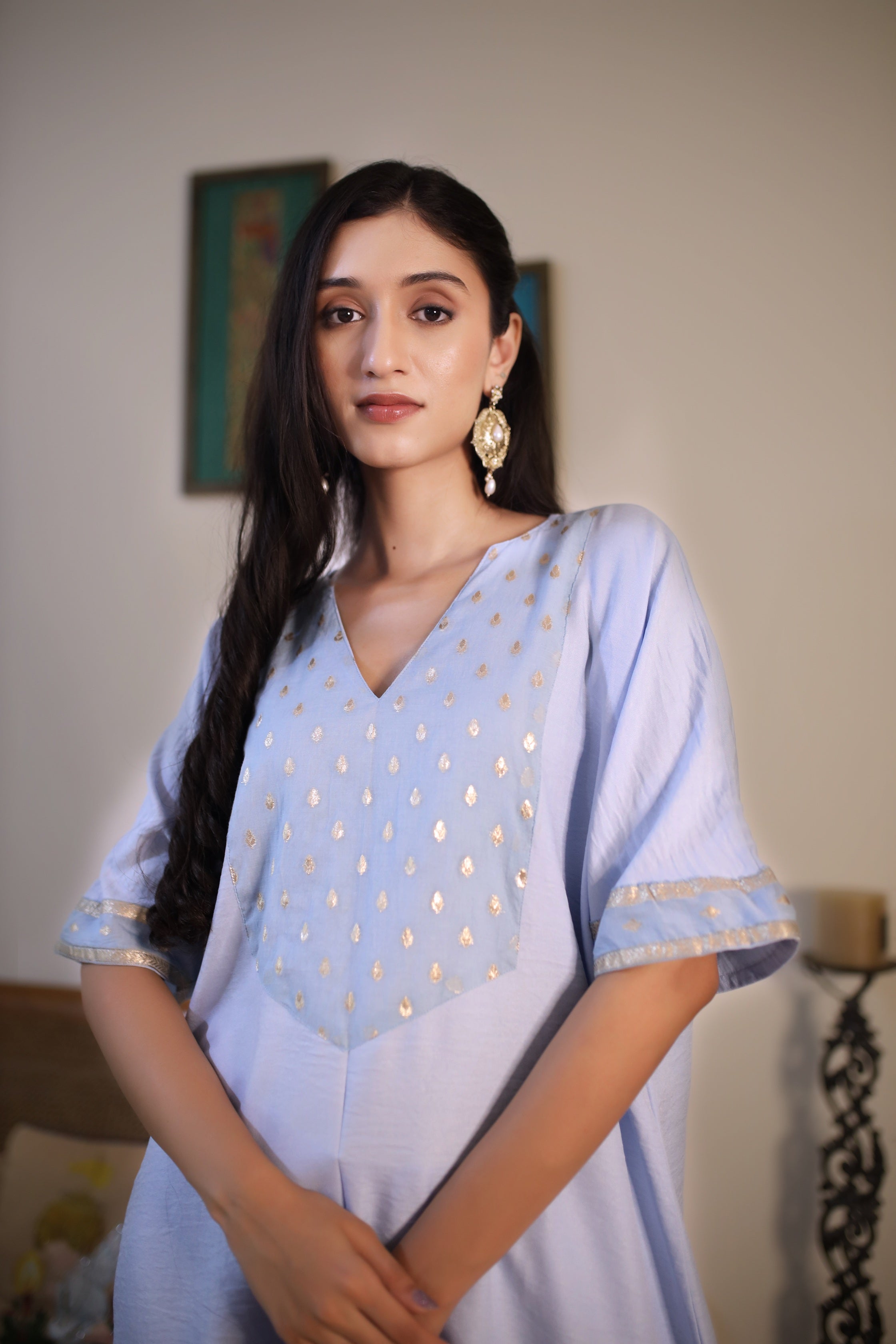 Fluid Grace Ice Blue Yoke Co-ord Set