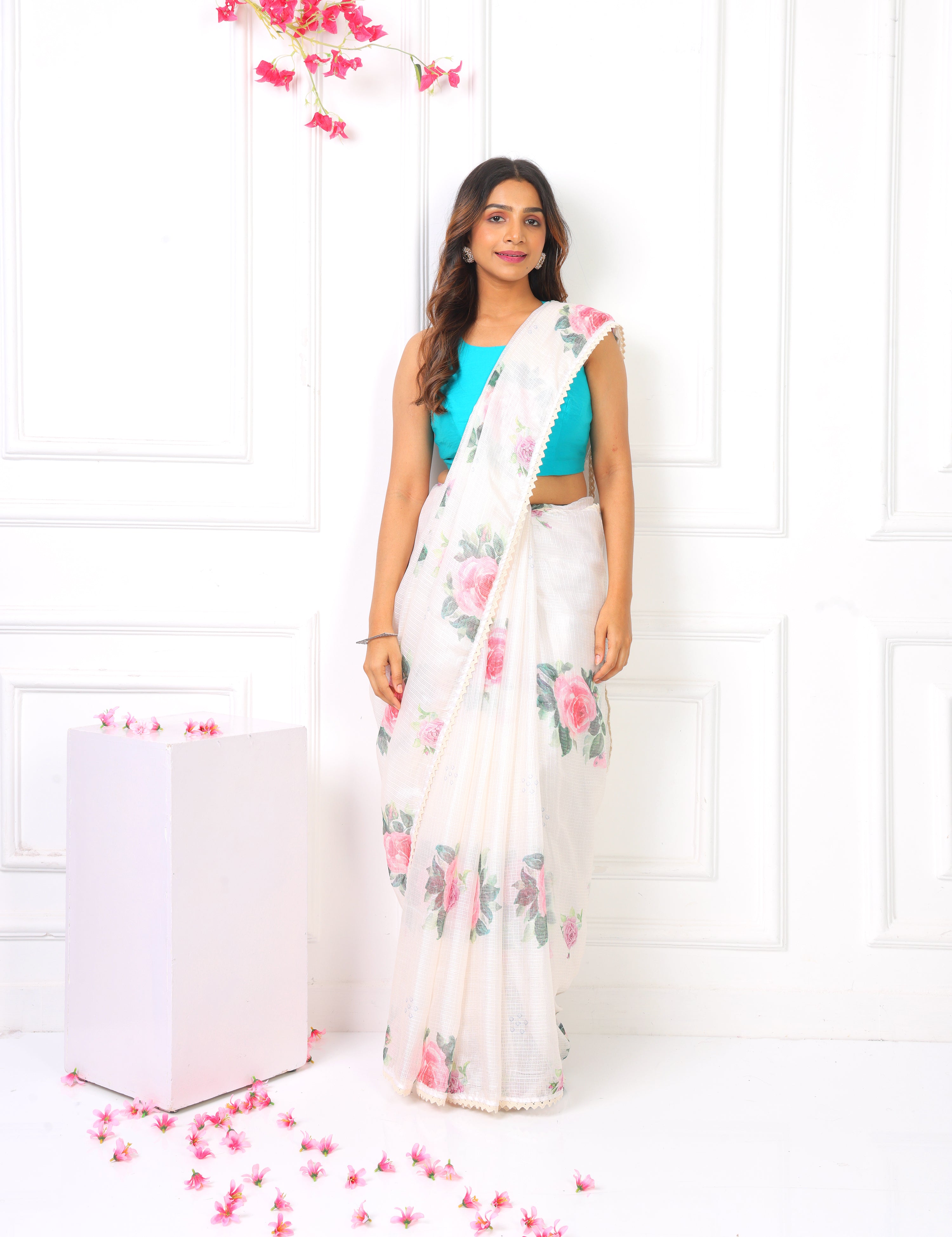 Noor - Egg Shell Cream Kota Saree