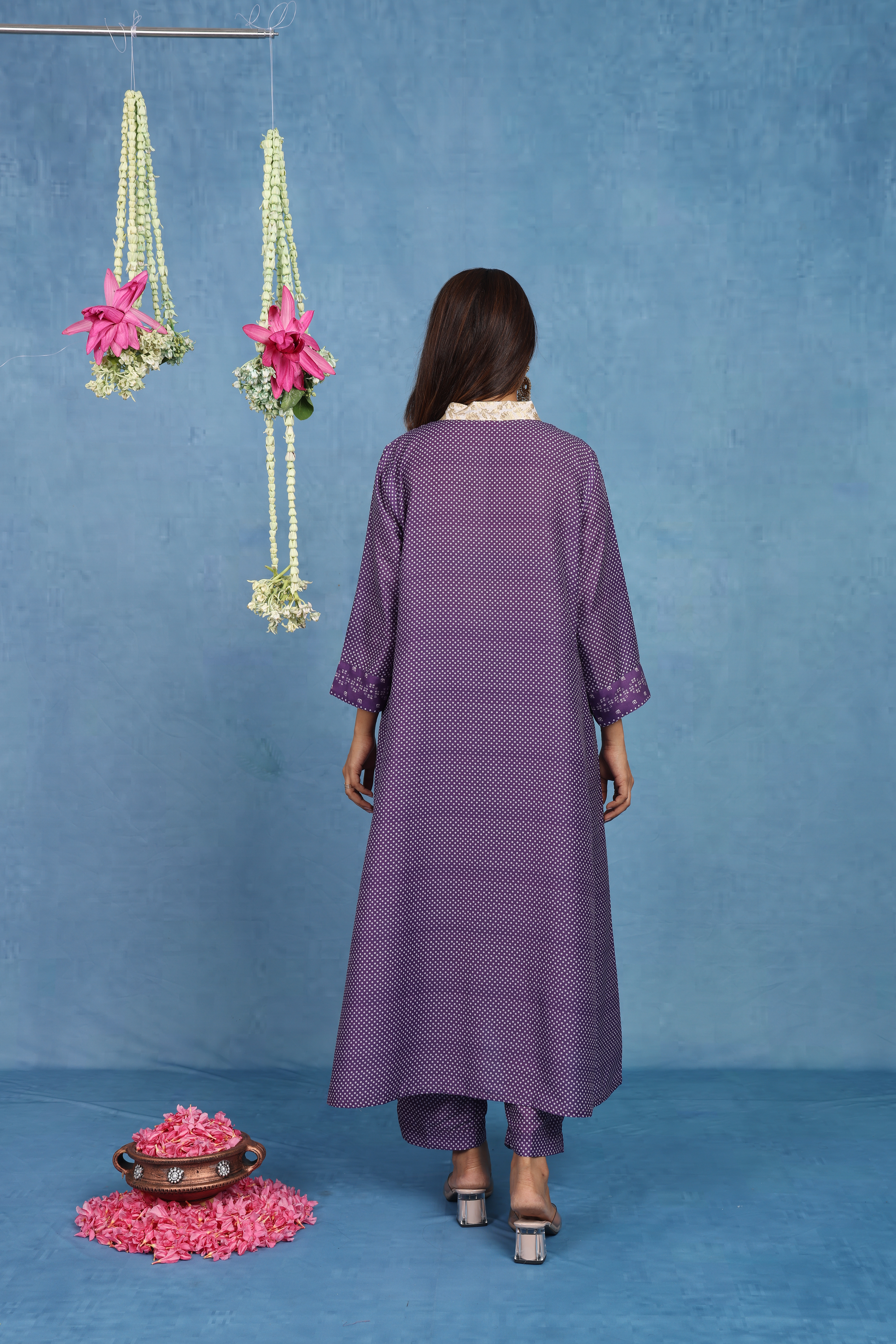 Malhaar Purple Bhandini Cotton Kurta
