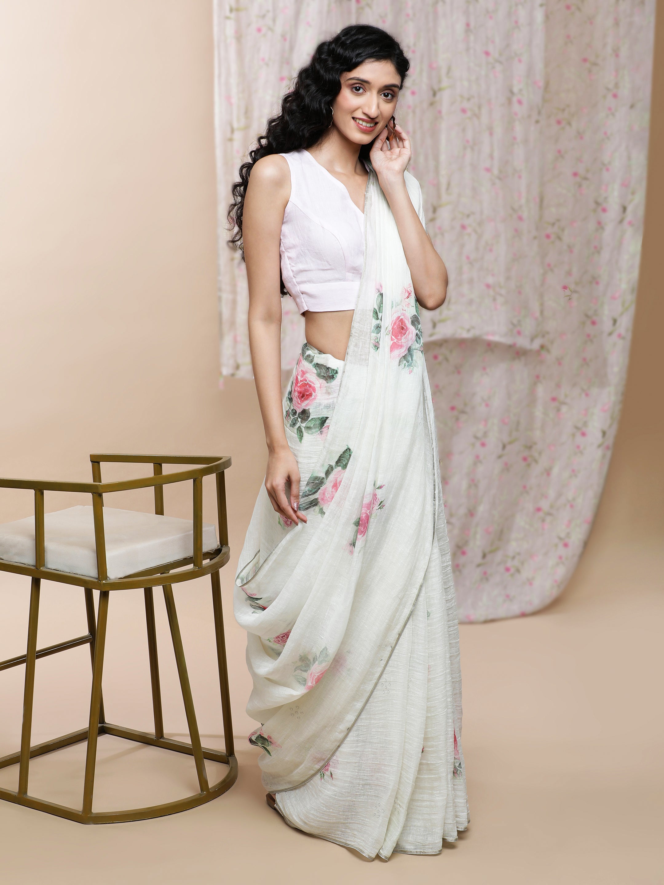 Noor - Rustic Romance Linen Saree