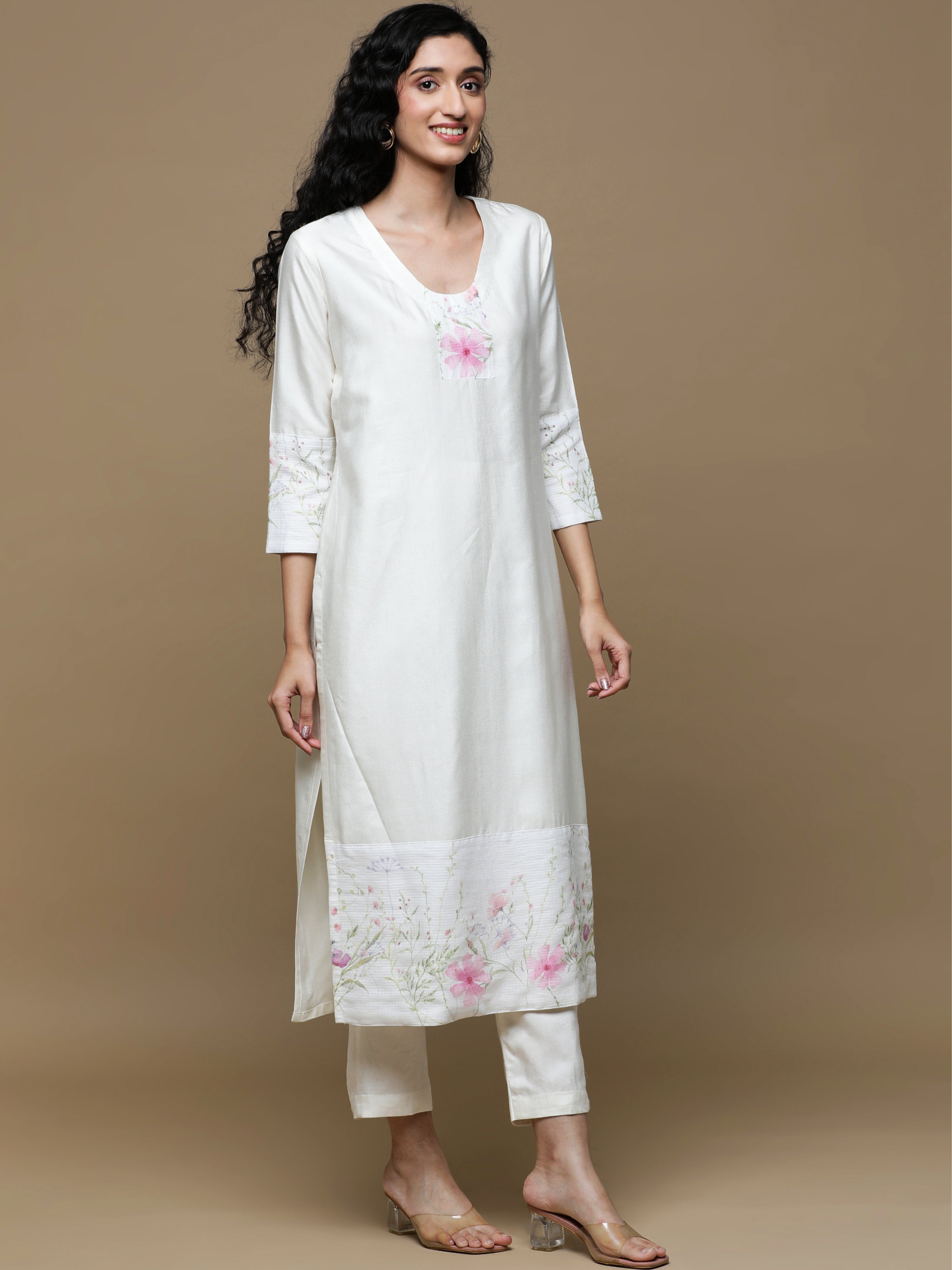 Heritage Glow Emeral vanilla Silk Kurta And Bottom