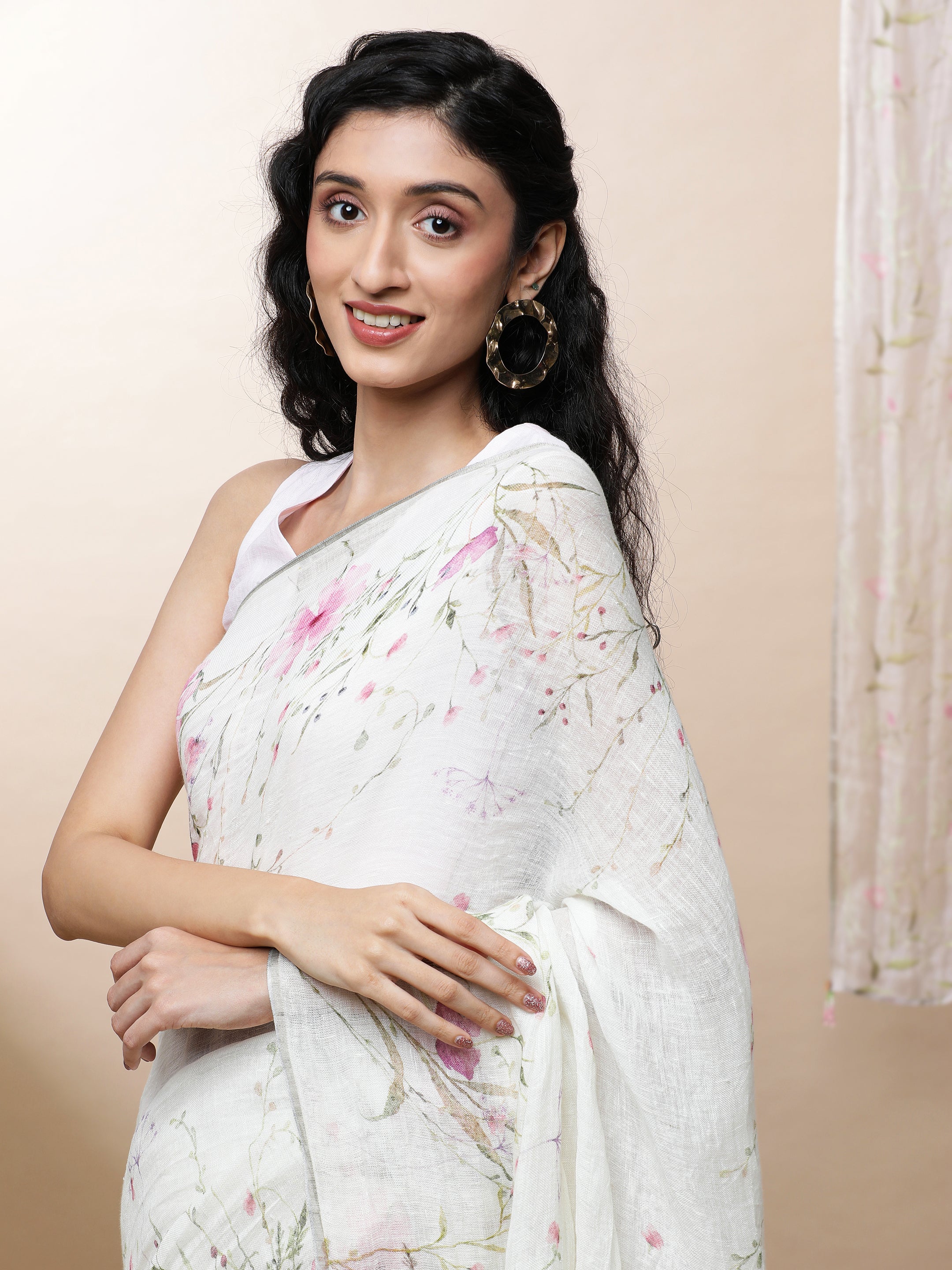 Noor - Blush Cronicle Linen Saree