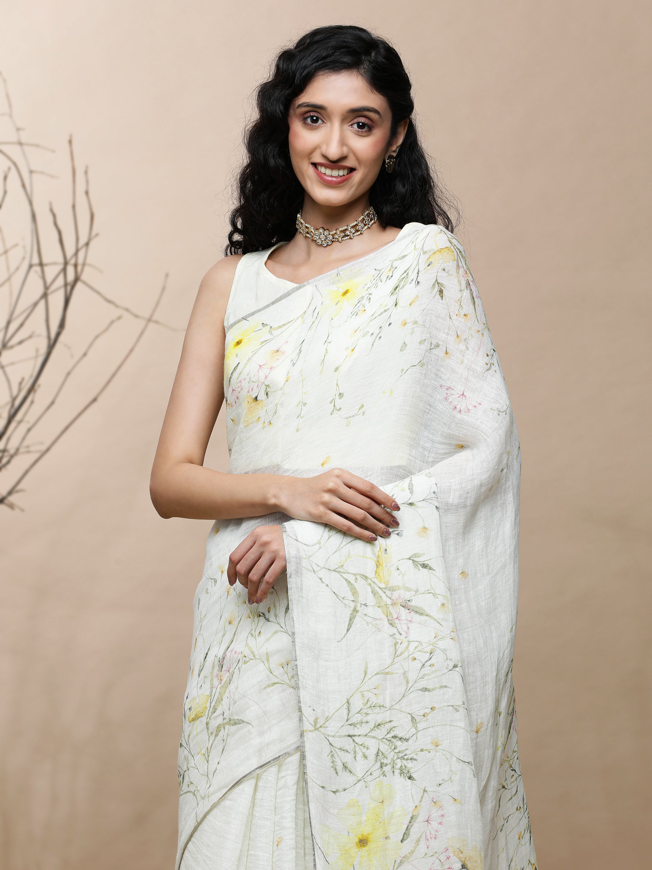 Noor - Blush Cronicle Linen Saree