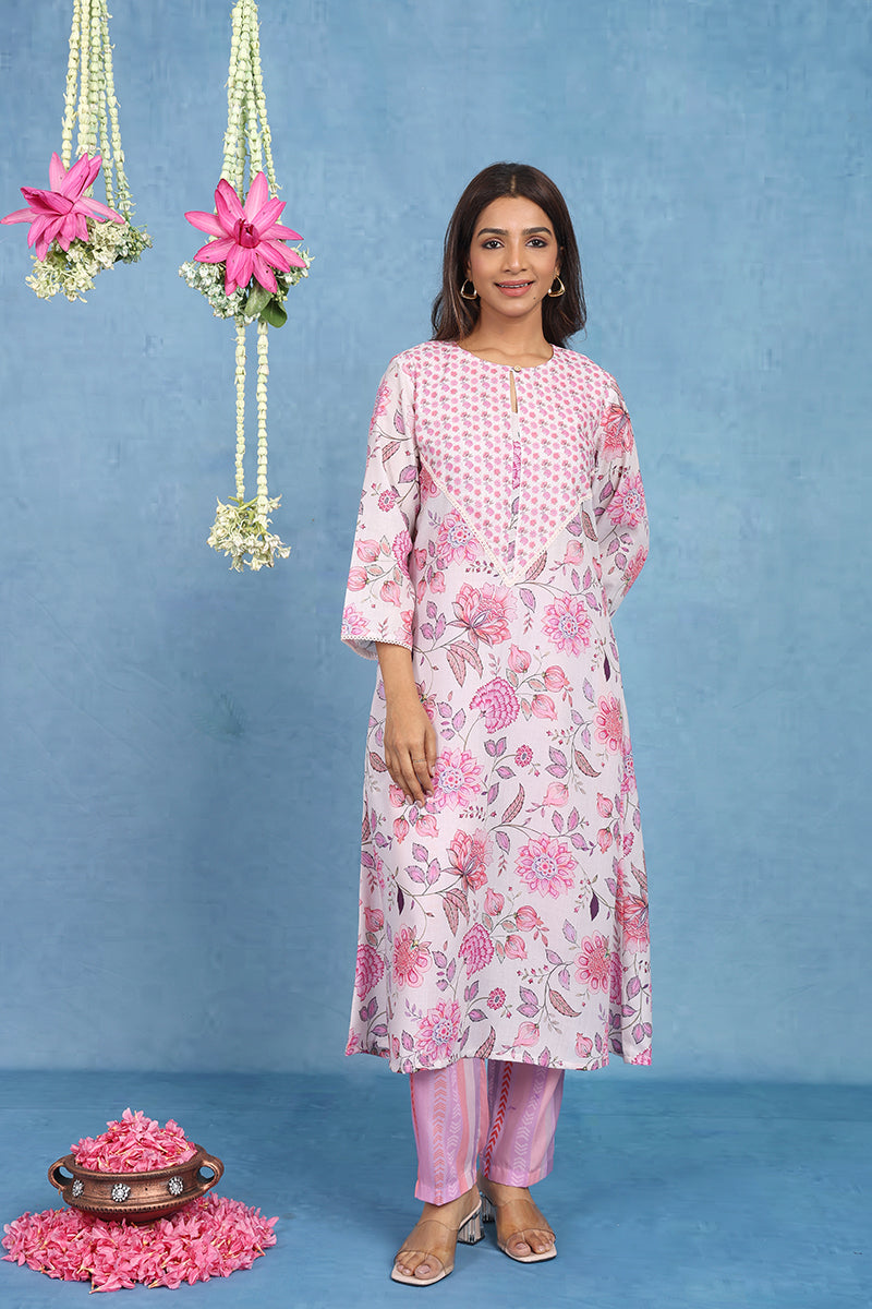 Malhaar Lilac Cotton Kurta