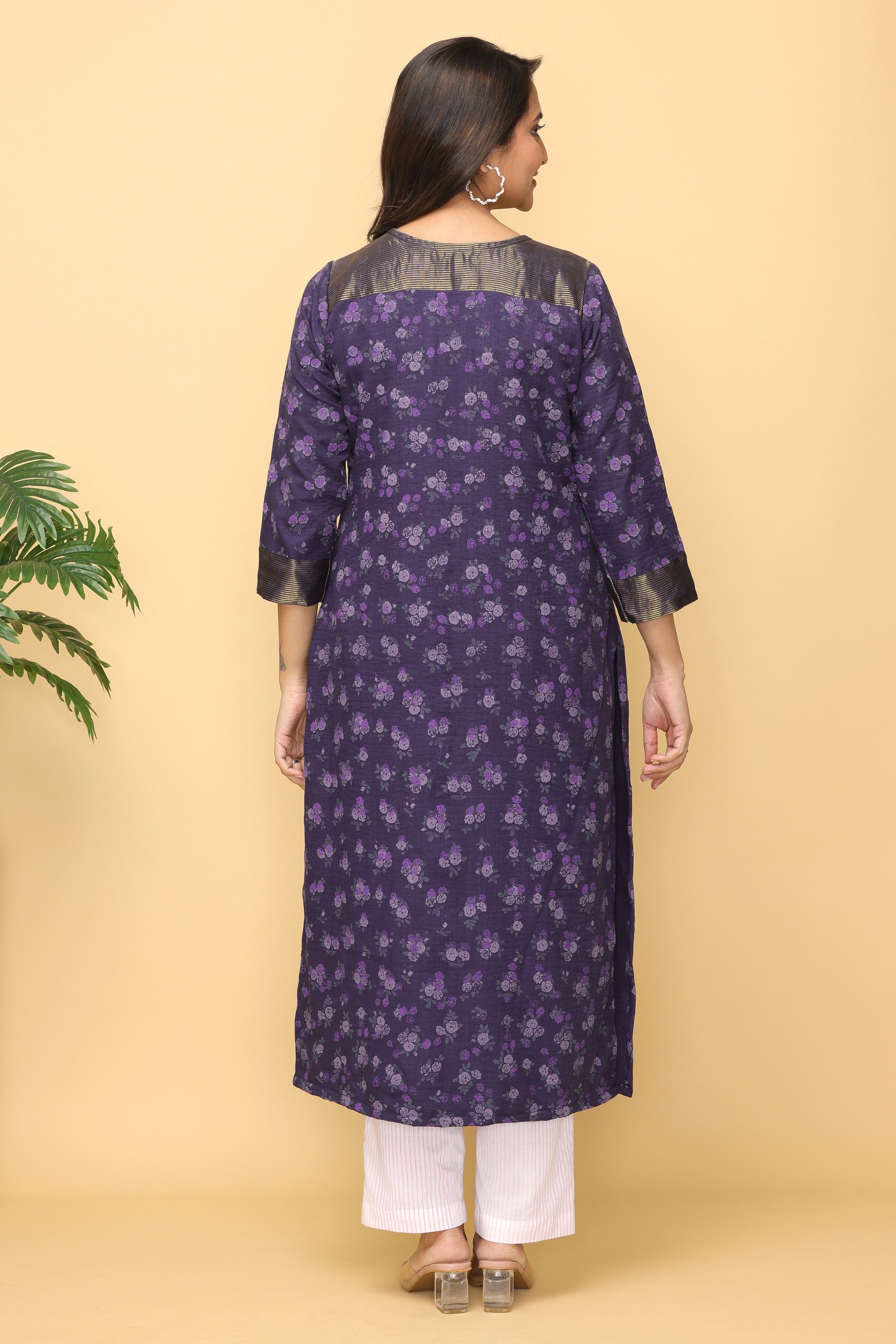 Malhaar Twill Zari Yoke Cotton Kurta And Bottom