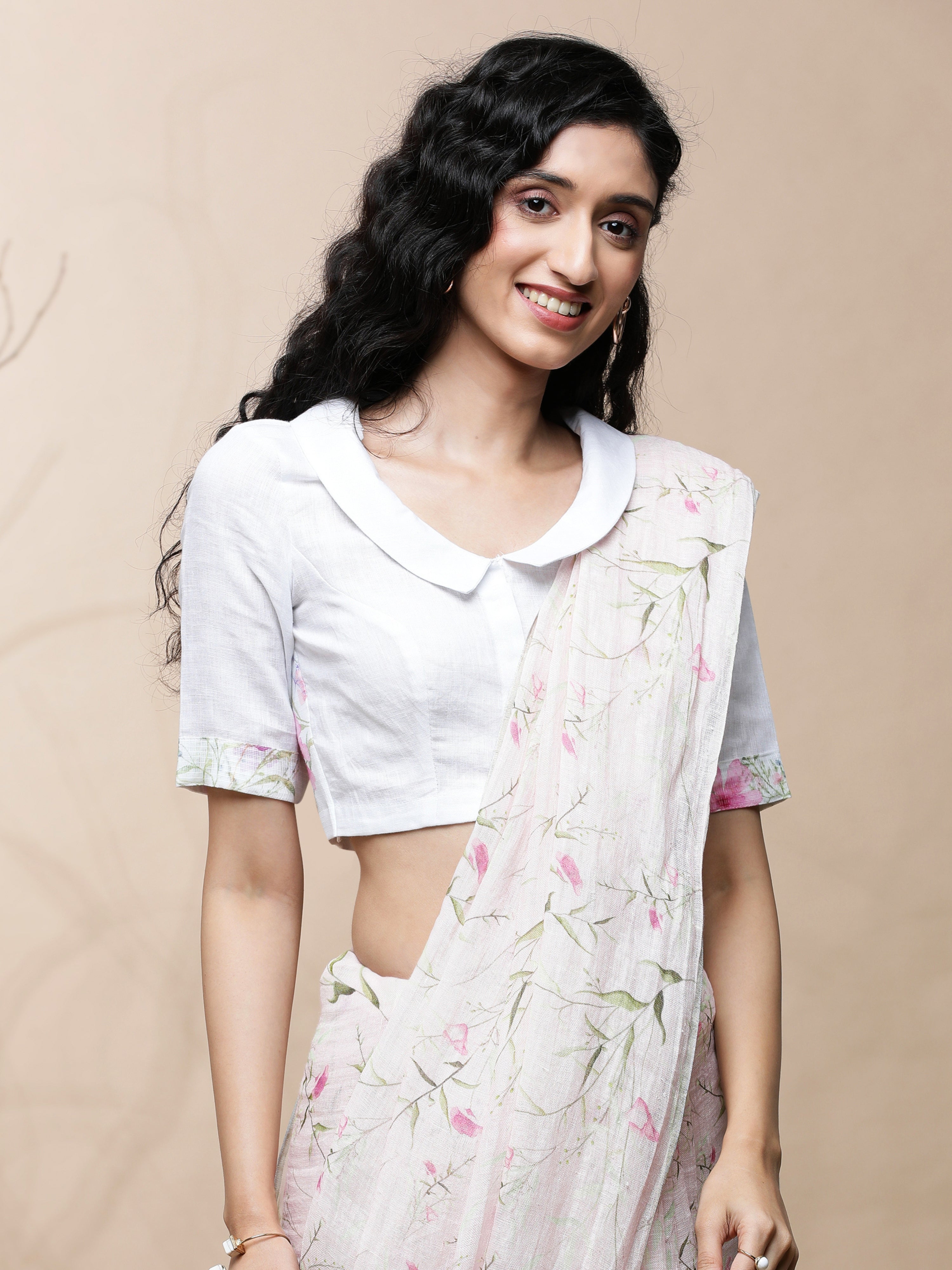 Sitara - Garden Lilly Vanilla White Linen Blouse