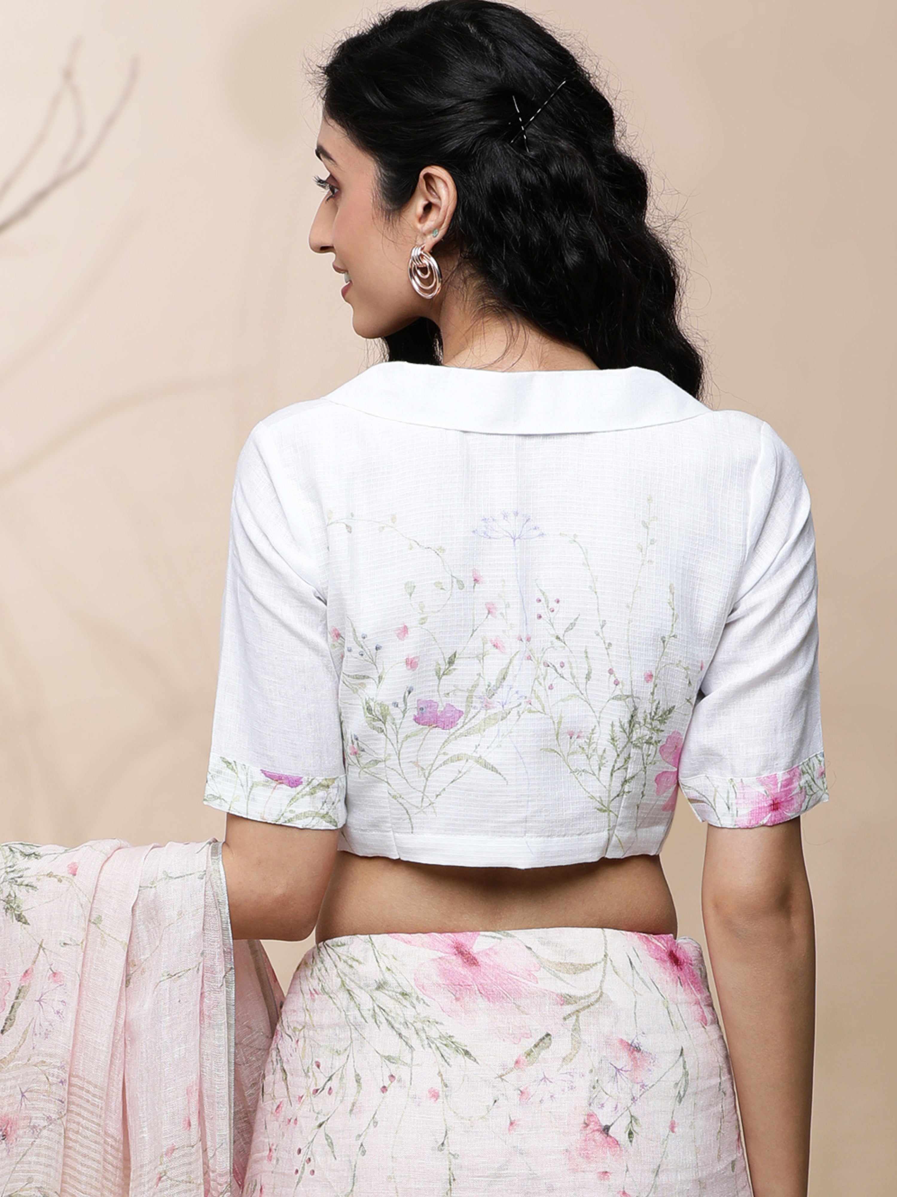 Sitara - Garden Lilly Vanilla White Linen Blouse