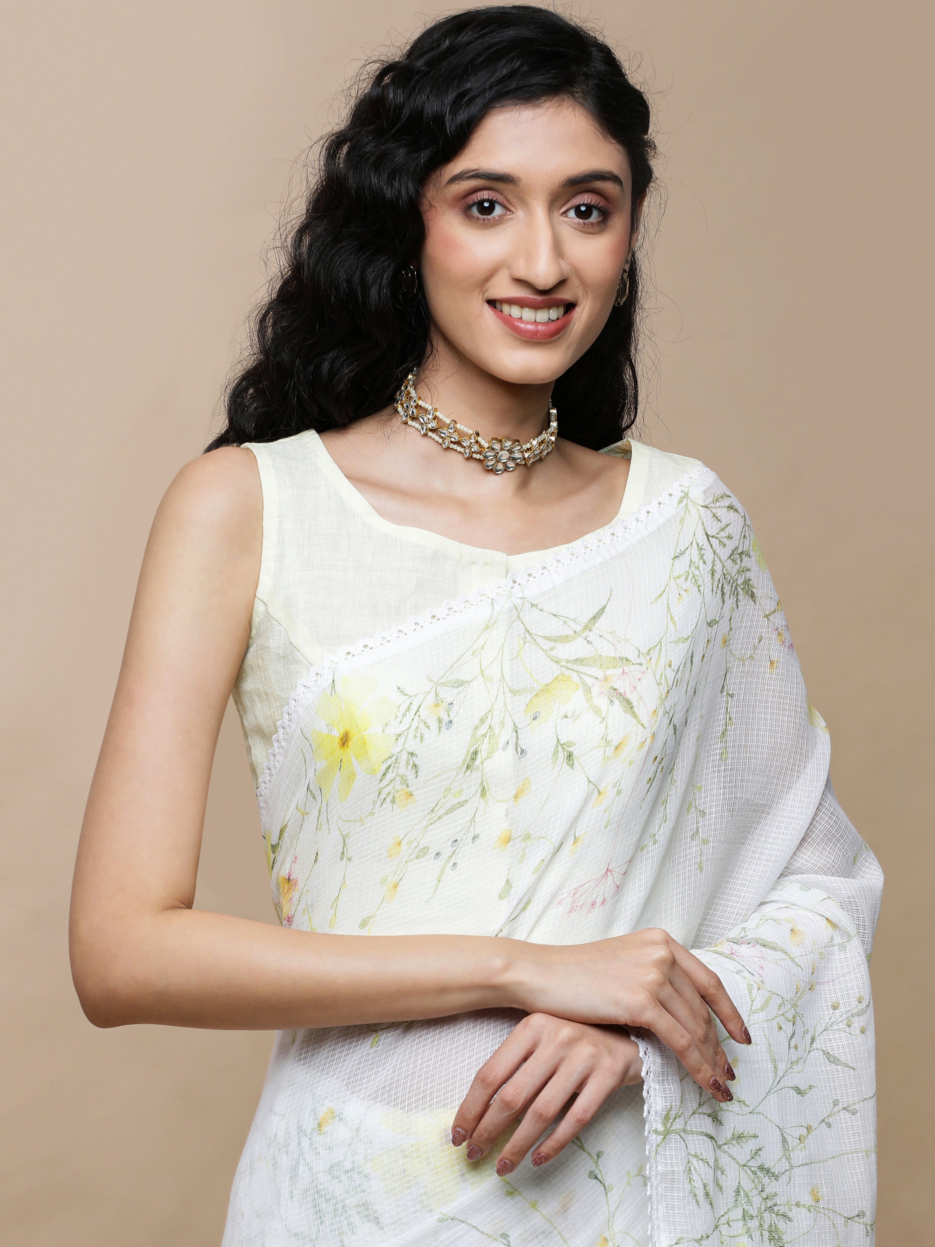 Sitara - Garden Pea Butter Yellow Linen Blouse