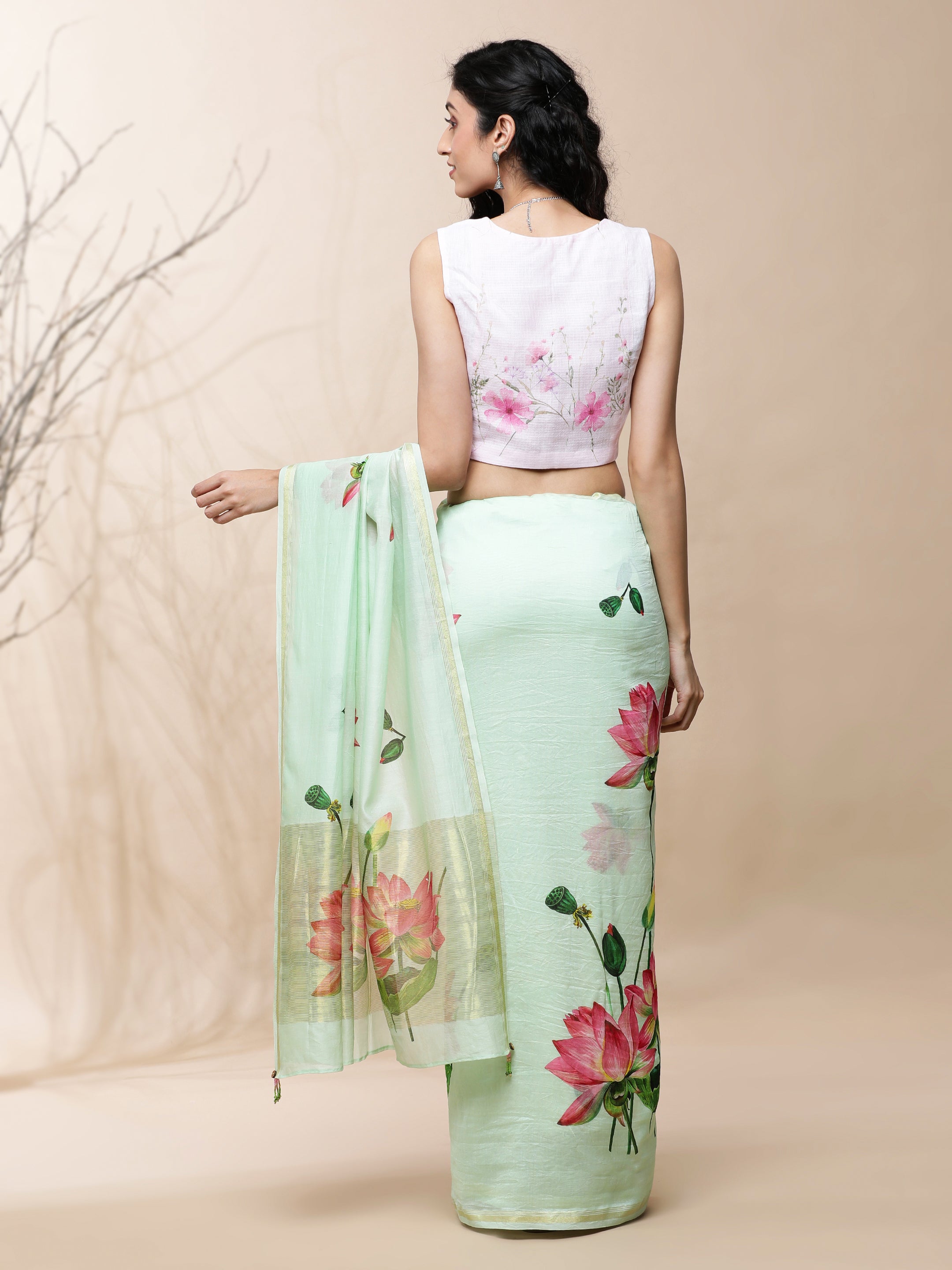 Noor - Lotus Stripes Chanderi Silk Saree