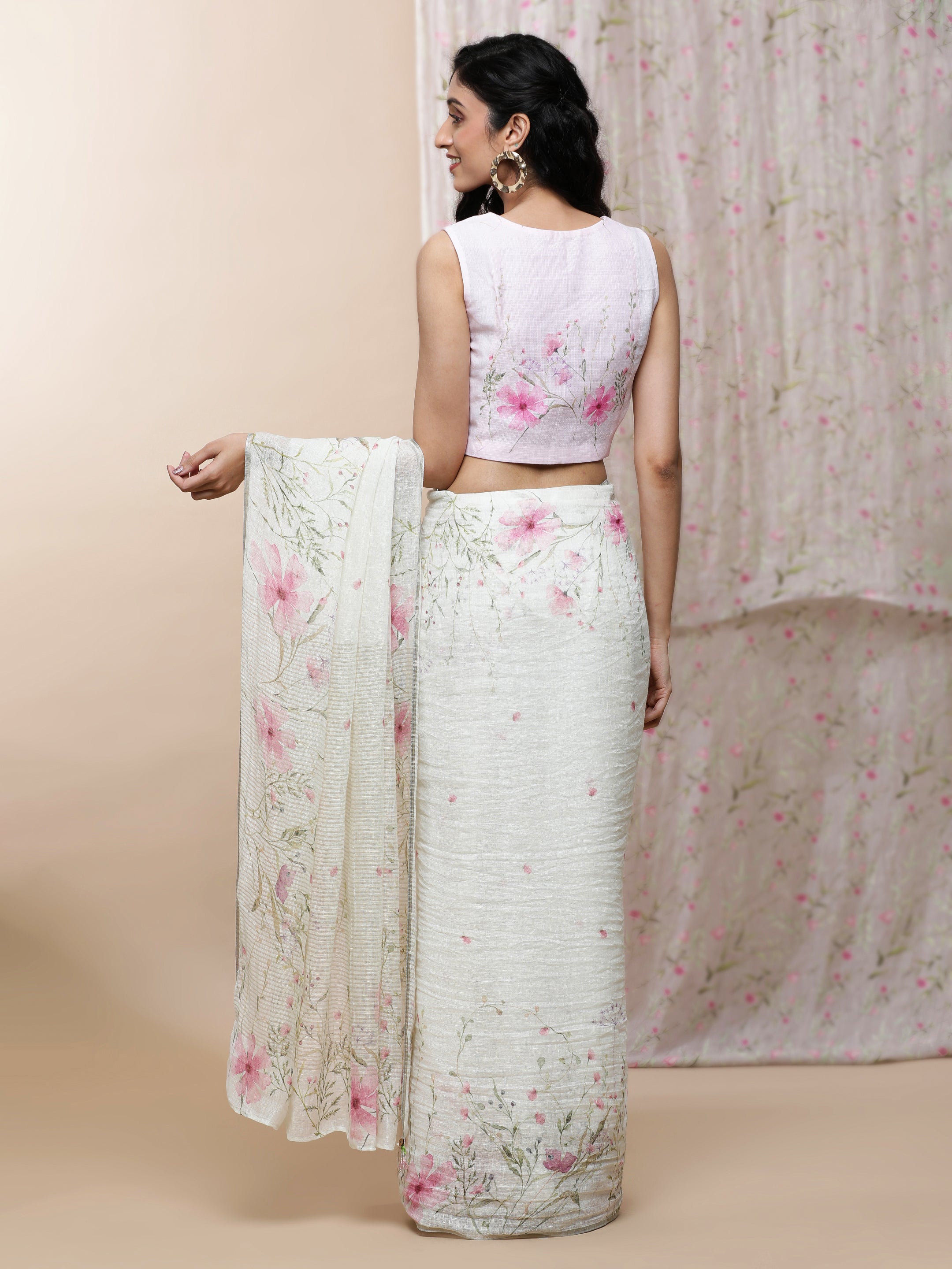 Noor - Blush Cronicle Linen Saree