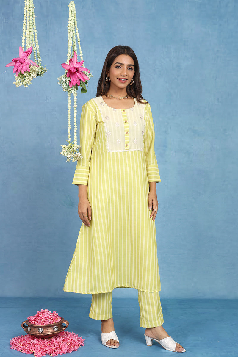 Malhaar Yellow Cotton Kurta