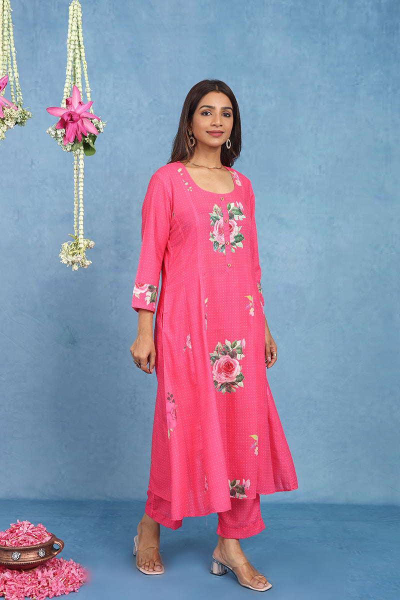 Malhaar Pink 5 Panel Kurta And Bottom