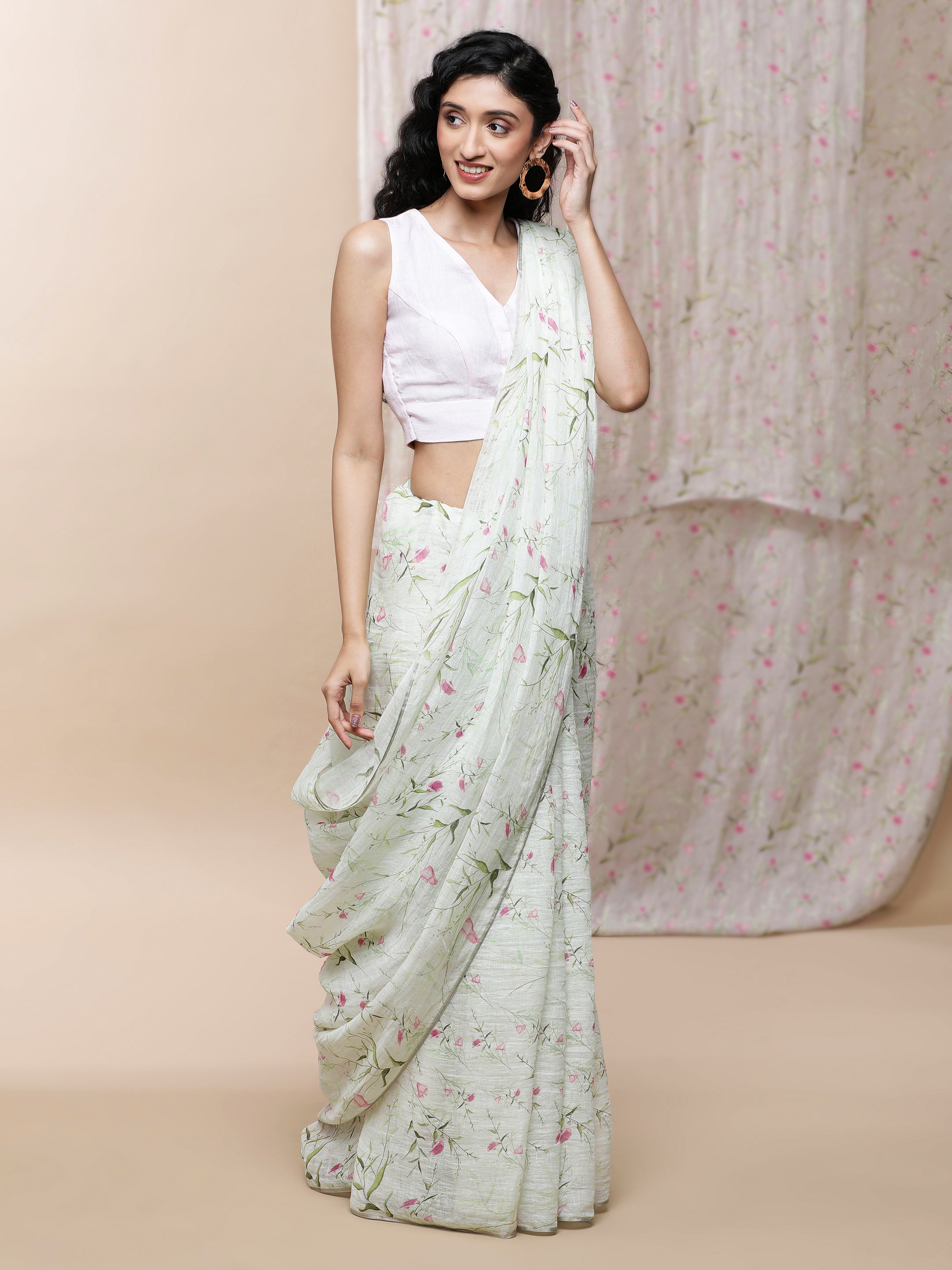 Noor - Eternal Spring Linen Saree