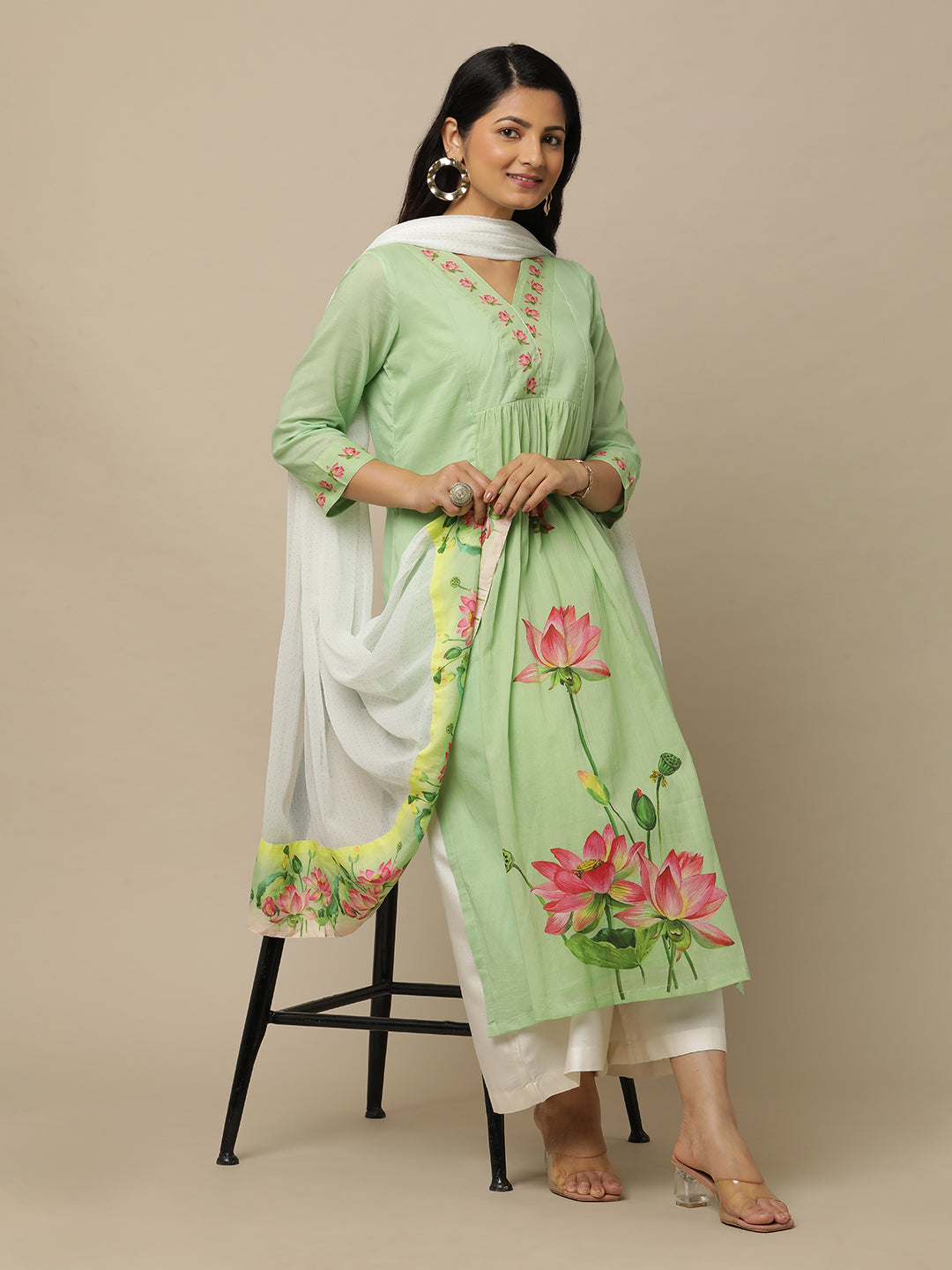 Bahaar Lotus Kurta And Bottom - Green