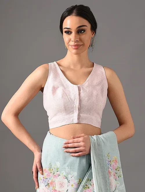 Sitara - Petal Mist - Pale Pink Linen Blouse