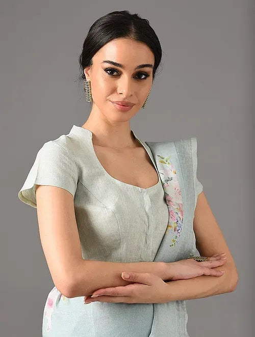 Sitara - Catherine - Light Grey Linen Blouse