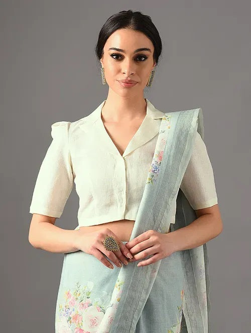 Sitara - Morning Lace - Pale Yellow Linen Blouse