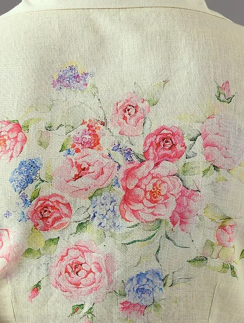 Sitara - Morning Lace - Pale Yellow Linen Blouse