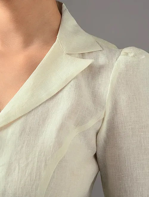 Sitara - Morning Lace - Pale Yellow Linen Blouse