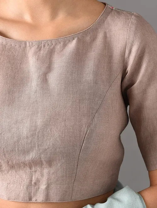 Sitara - Bloombury Blush Coffee - Linen Blouse
