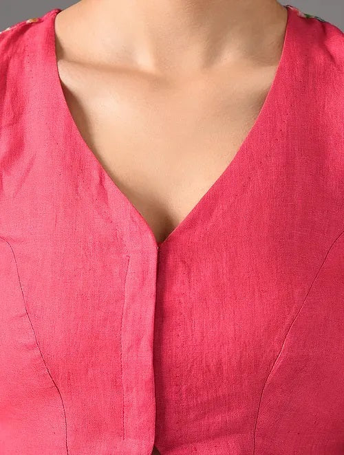 Sitara - London Garden Tomato Red Linen Blouse