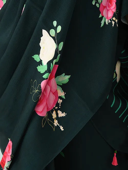 Noor - Petal Poetry Dark Leaf Modal Saree